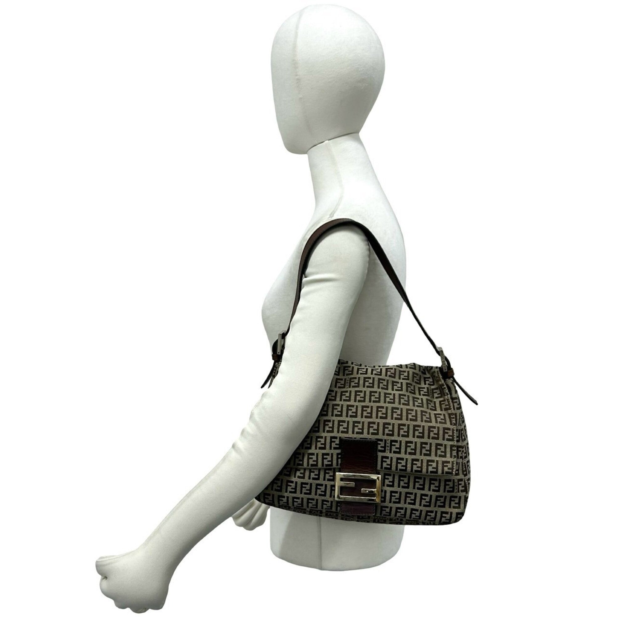 Fendi Brown Canvas Leather Shoulder Bag (Pre-Owned)