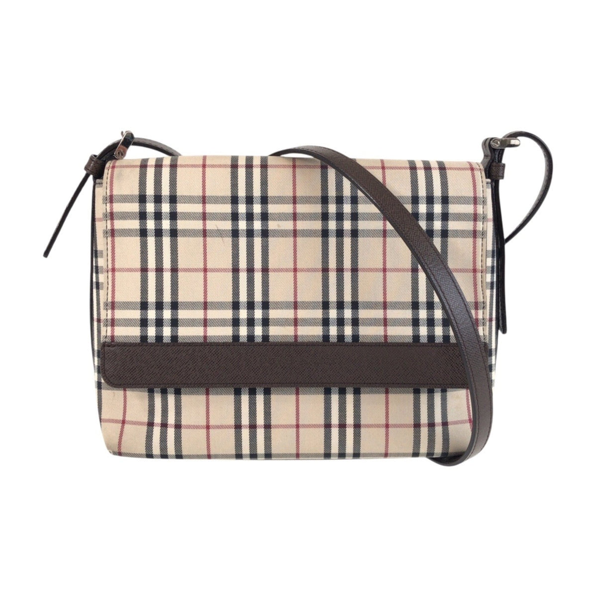 Burberry Beige Brown Canvas Leather Pochette Shoulder Bag (Pre-Owned)