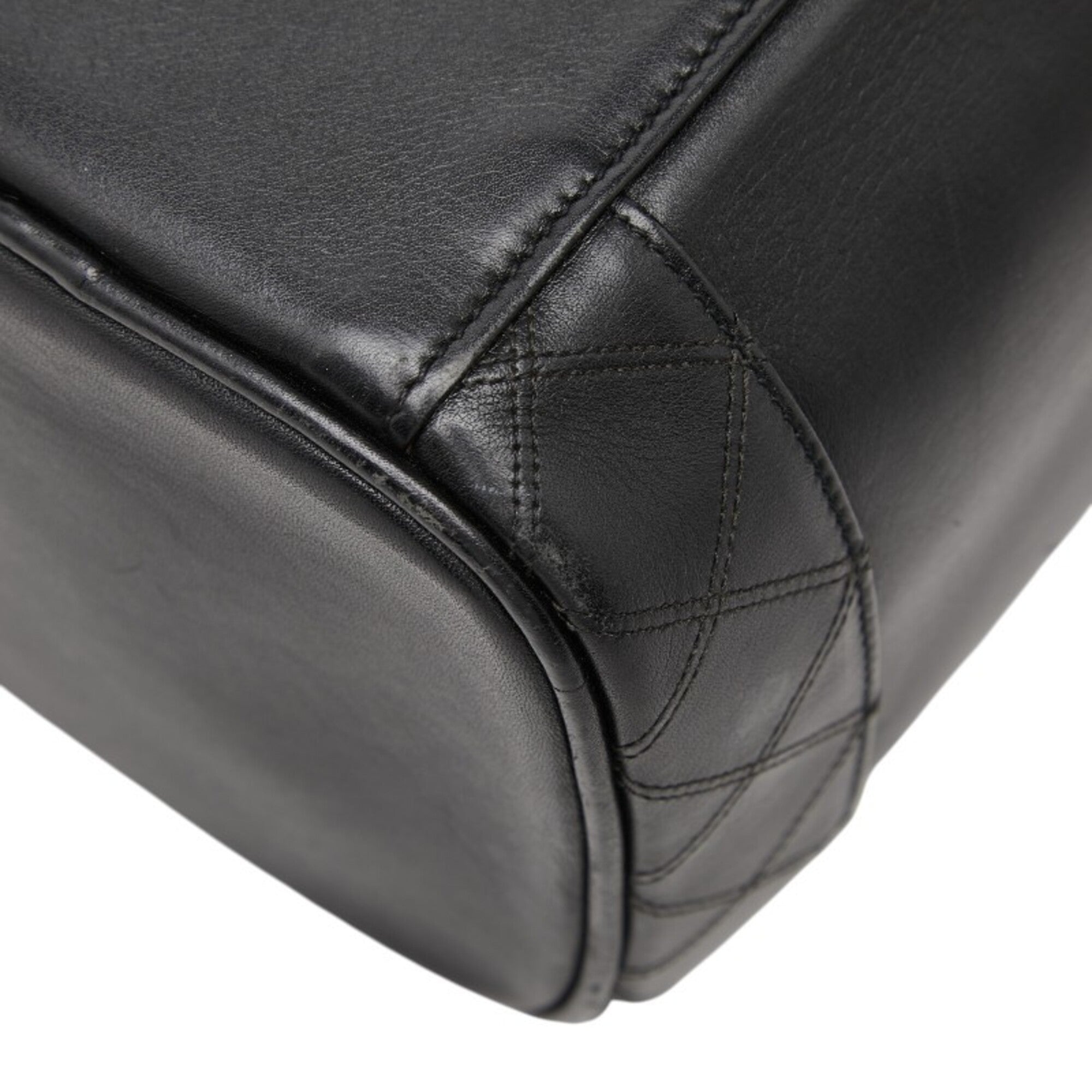 Chanel Black Leather Handbag Vanity Bag (Pre-Owned)