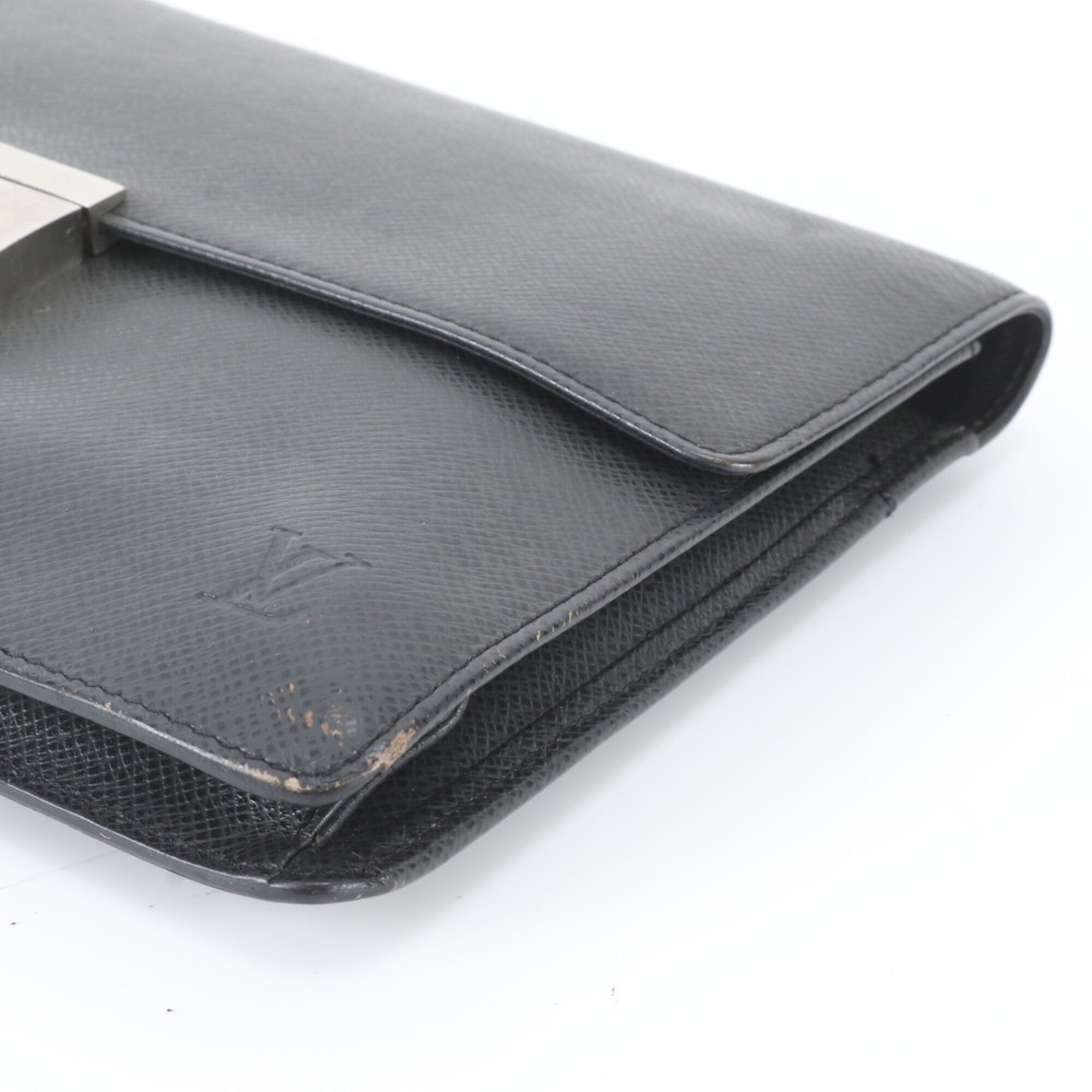 Louis Vuitton Ardoise Leather Clutch Bag Handbag Pouch (Pre-Owned)