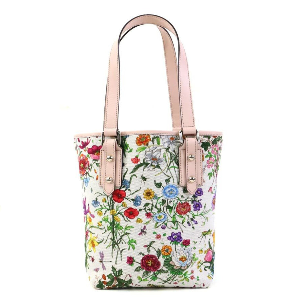 Gucci Multi-Color Pink Canvas Leather Handbag (Pre-Owned)
