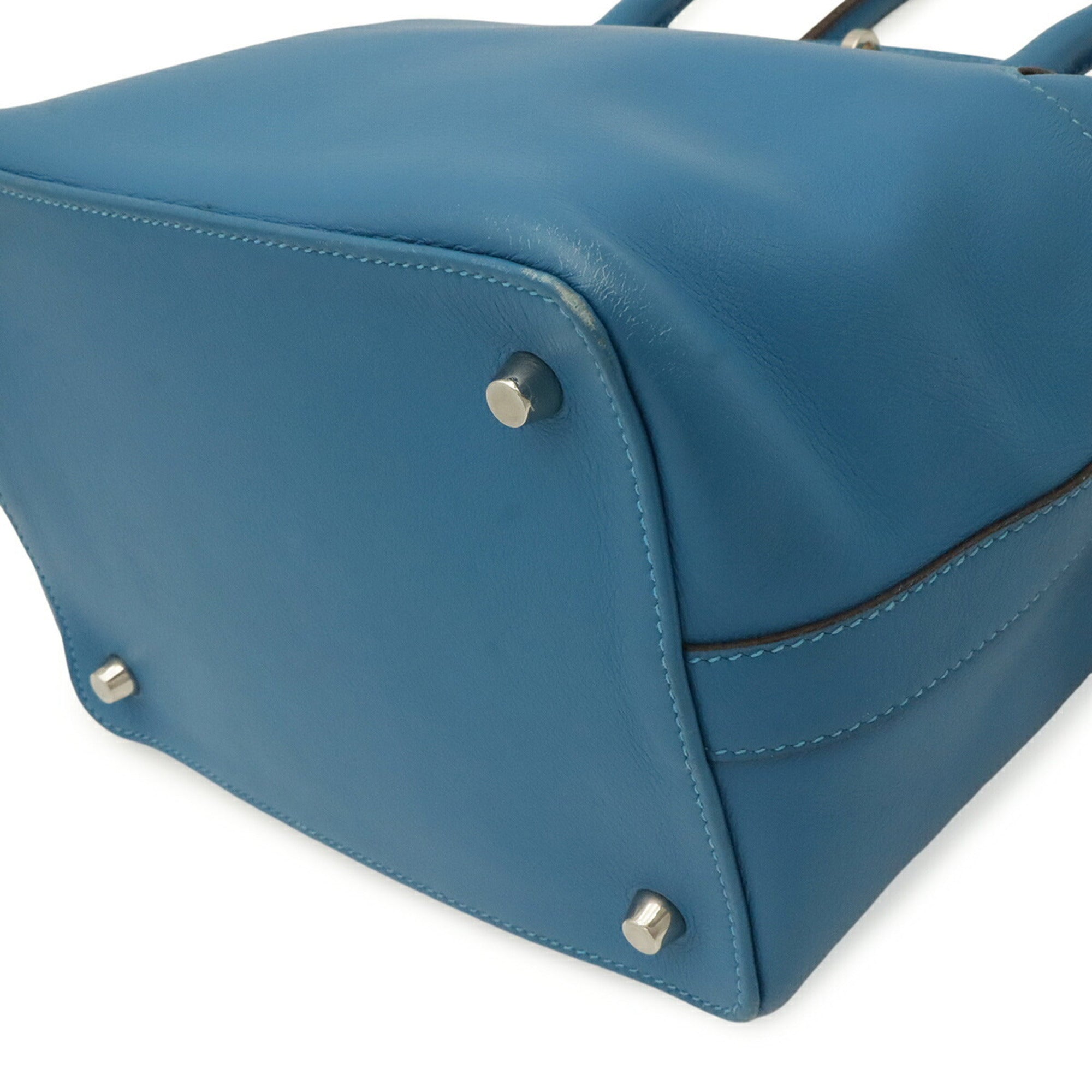 Hermes Blue Swift Leather Handbag Tote Bag (Pre-Owned)