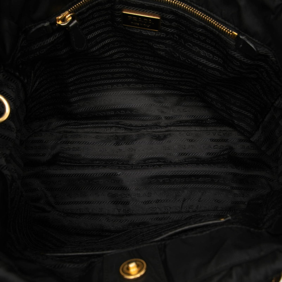 Prada Black Gold Nylon Tote Bag (Pre-Owned)