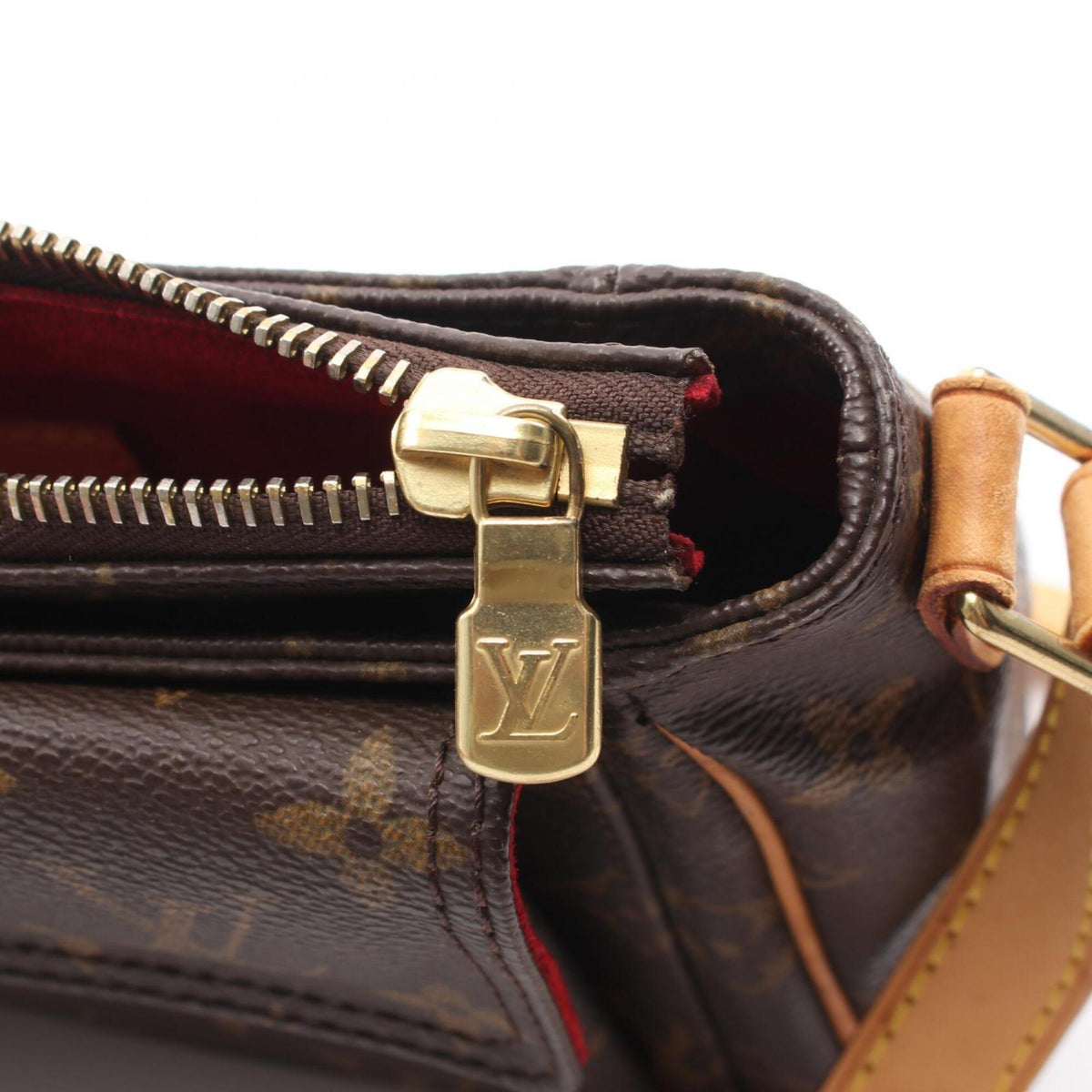 Louis Vuitton Brown Coated Canvas Leather Handbag Shoulder Bag (Pre-Owned)