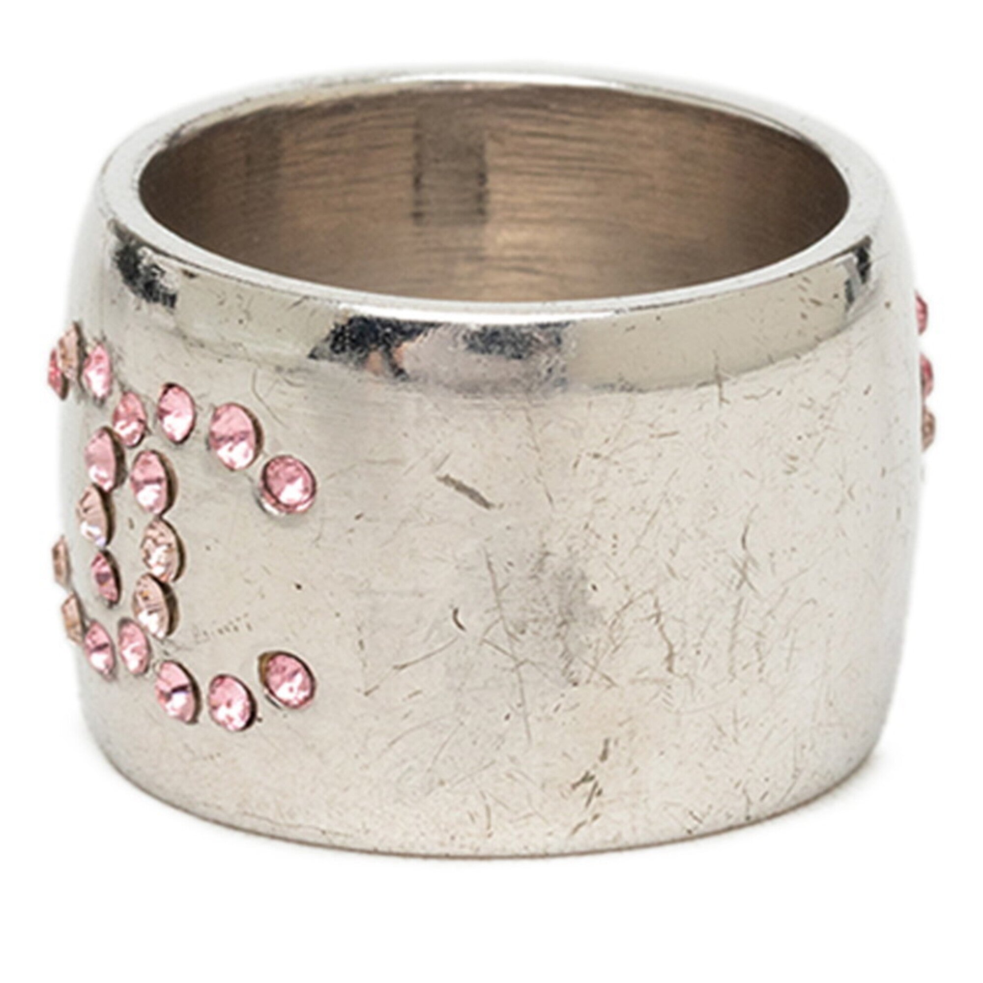 Chanel Metal Rhinestone Band Ring (Pre-Owned)