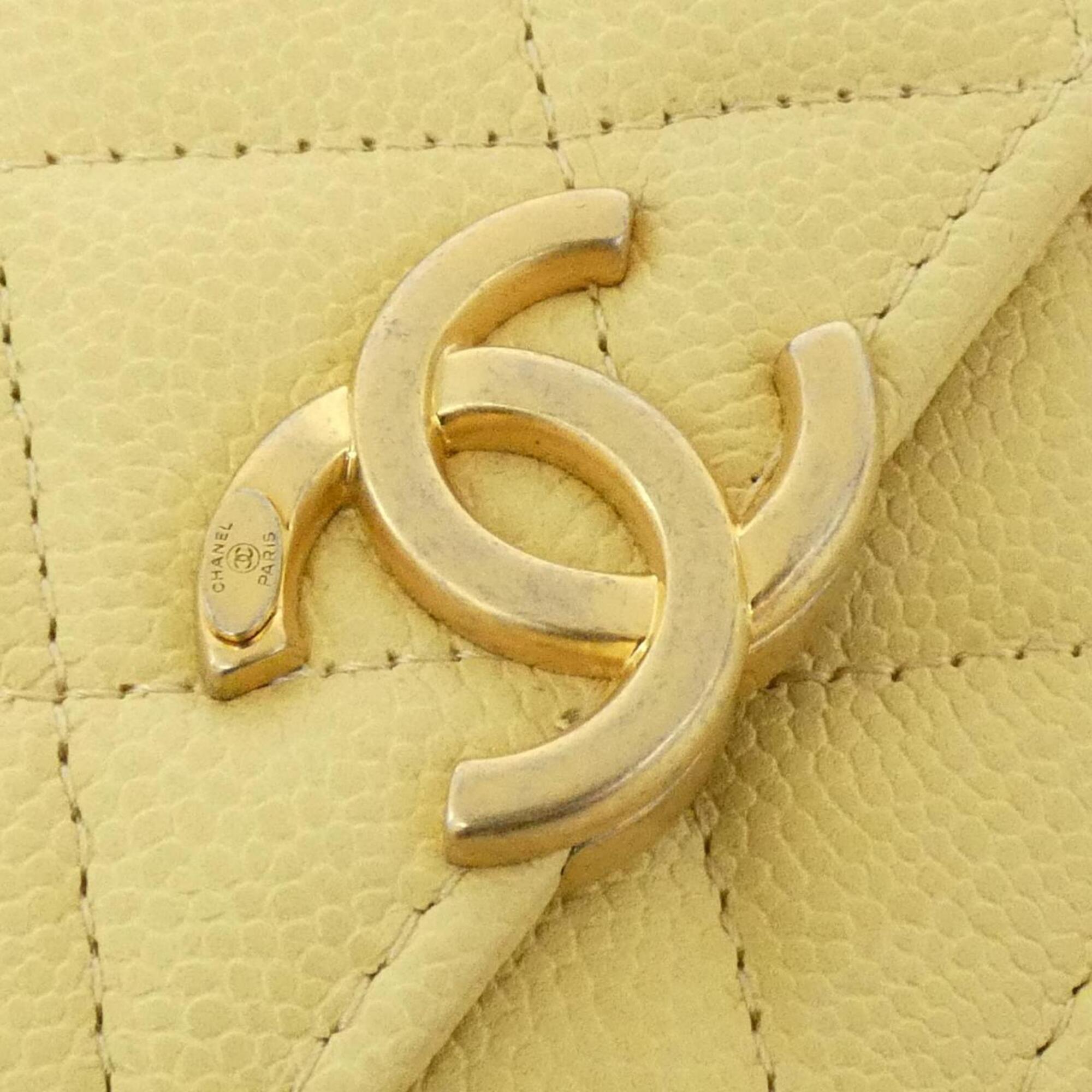 Chanel Yellow Grained Calfskin Chain/Shoulder Wallet (Pre-Owned)