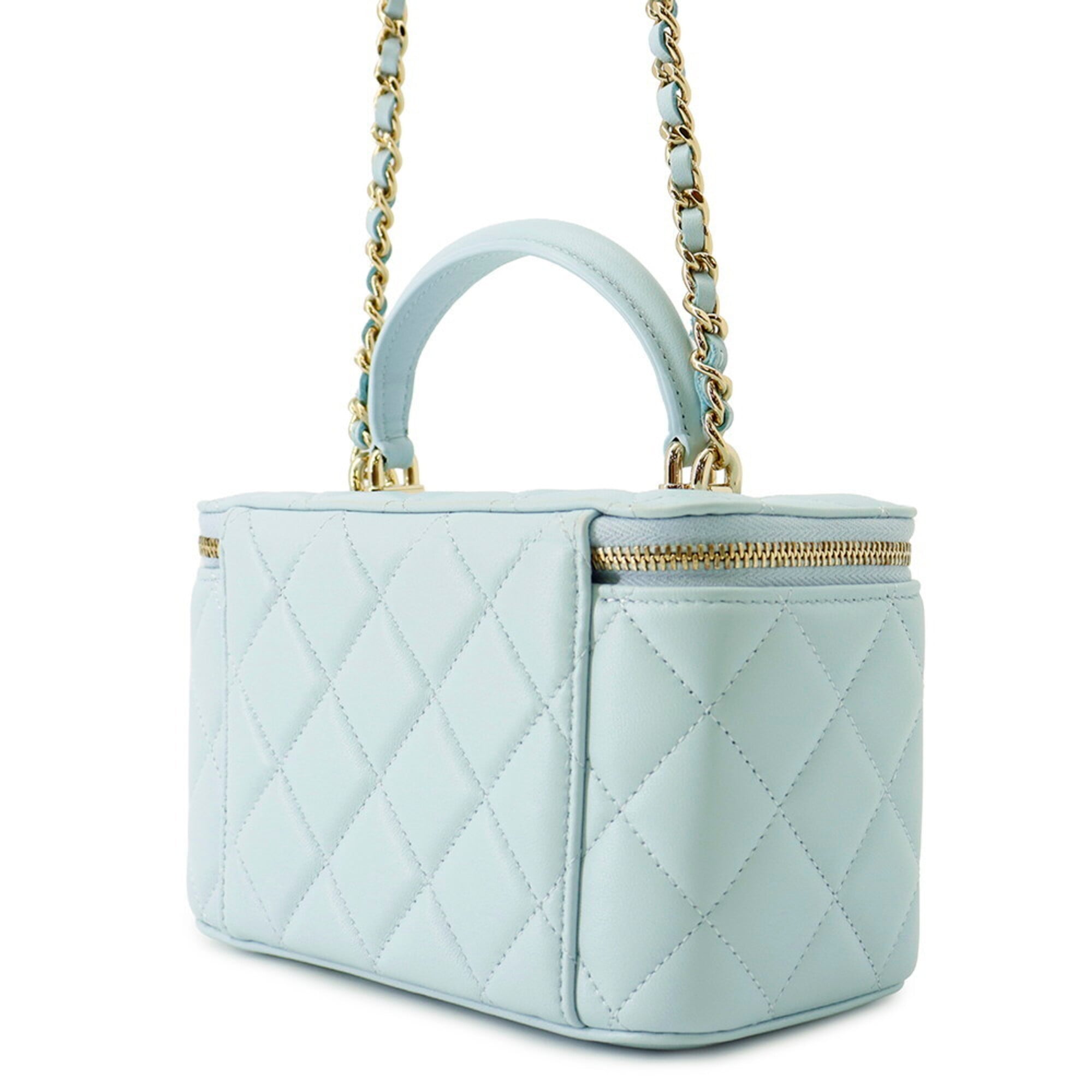 Chanel Matelasse Light Blue Leather Handbag Shoulder Bag (Pre-Owned)