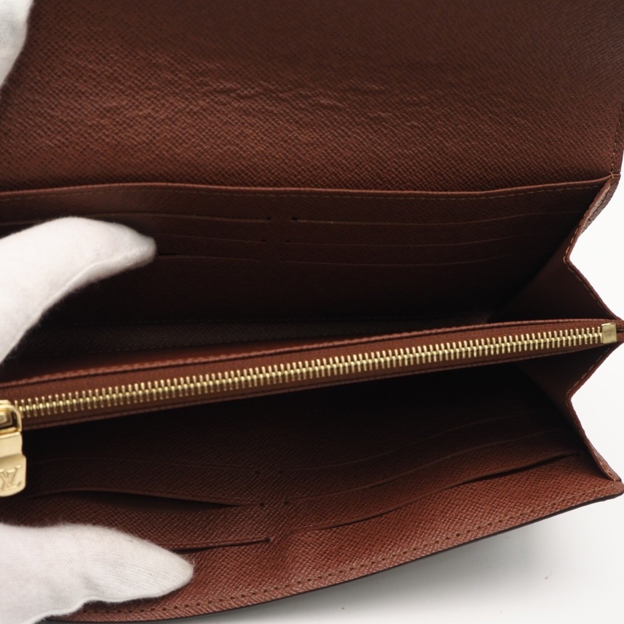 Louis Vuitton Monogram Beige Brown Monogram Coated Canvas Long Wallet (Bi-Fold) (Pre-Owned)