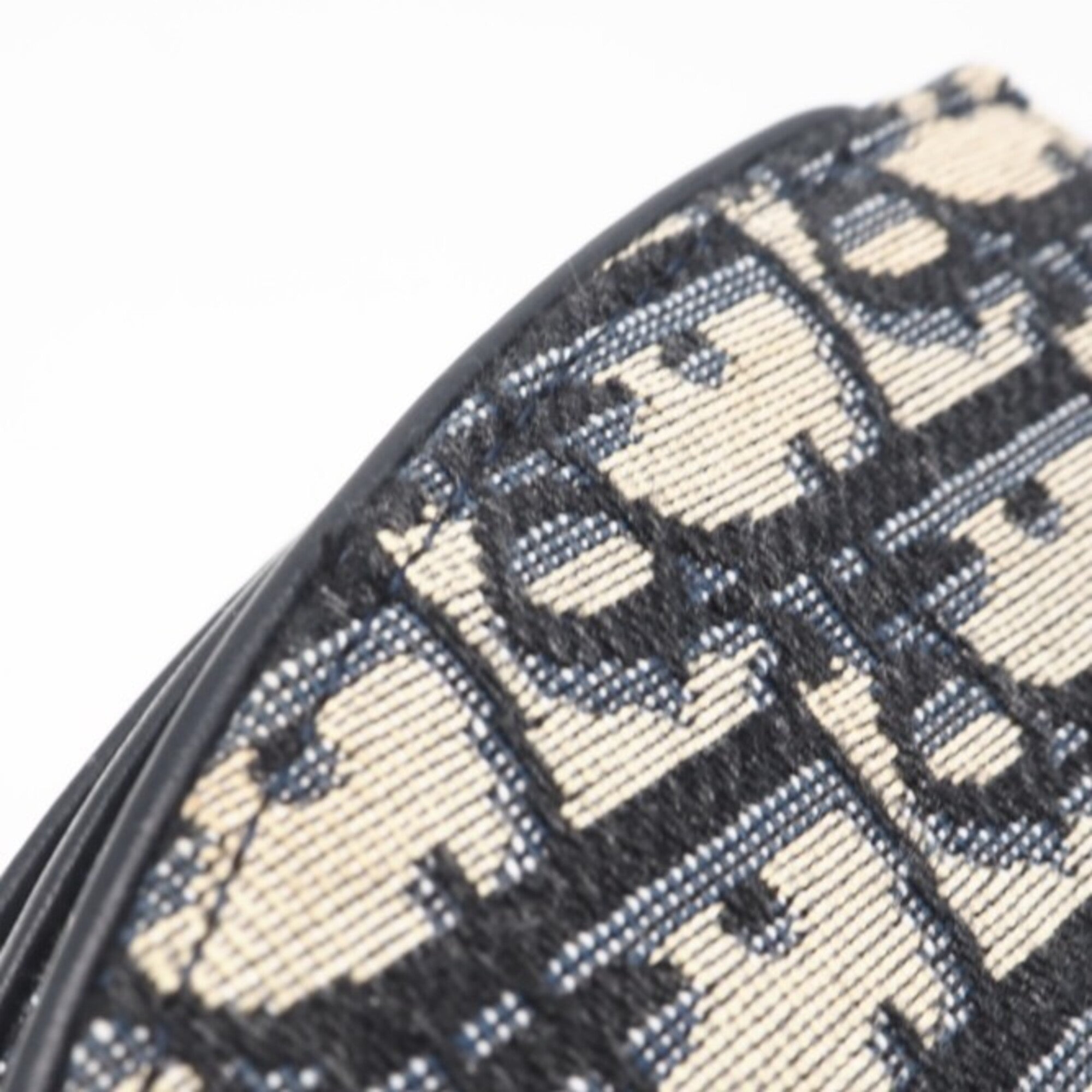 Christian Dior Beige Navy Leather Canvas Pouch Shoulder Bag (Pre-Owned)