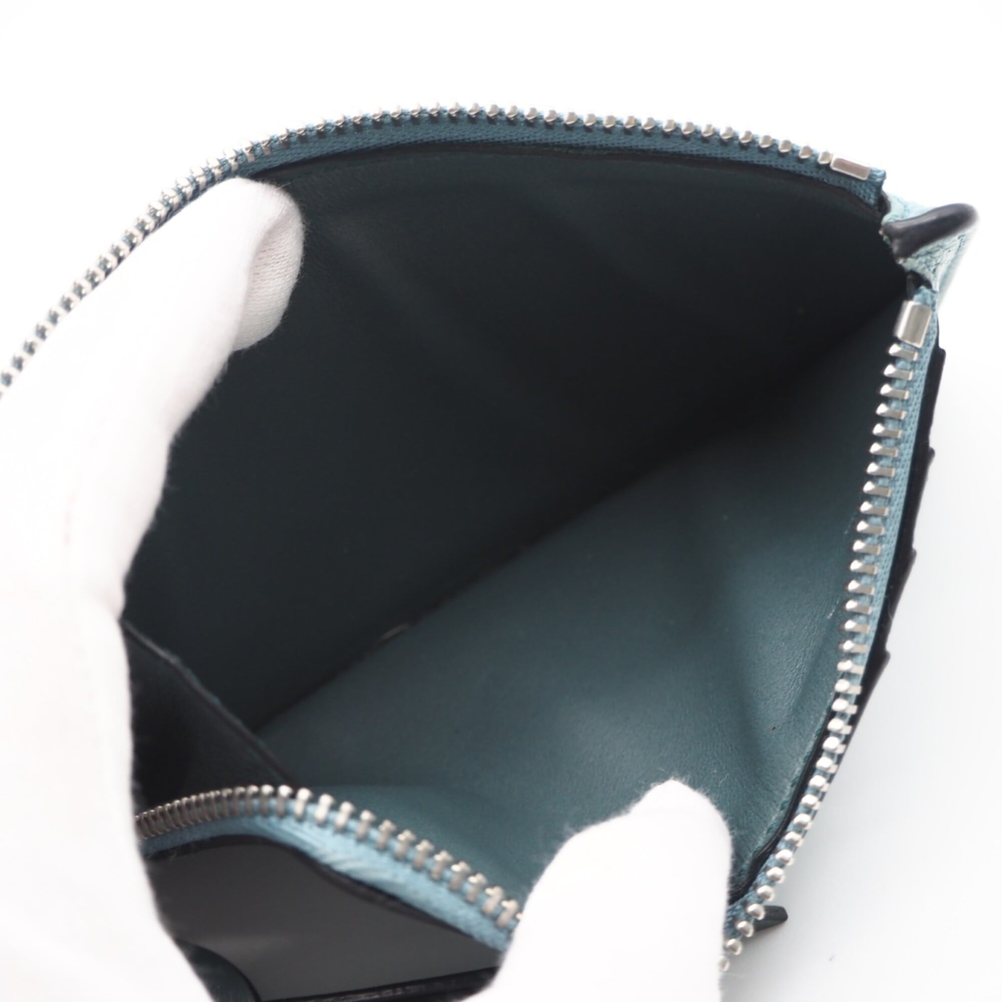 Loewe Blue Gray Leather Coin Purse/Coin Case (Pre-Owned)