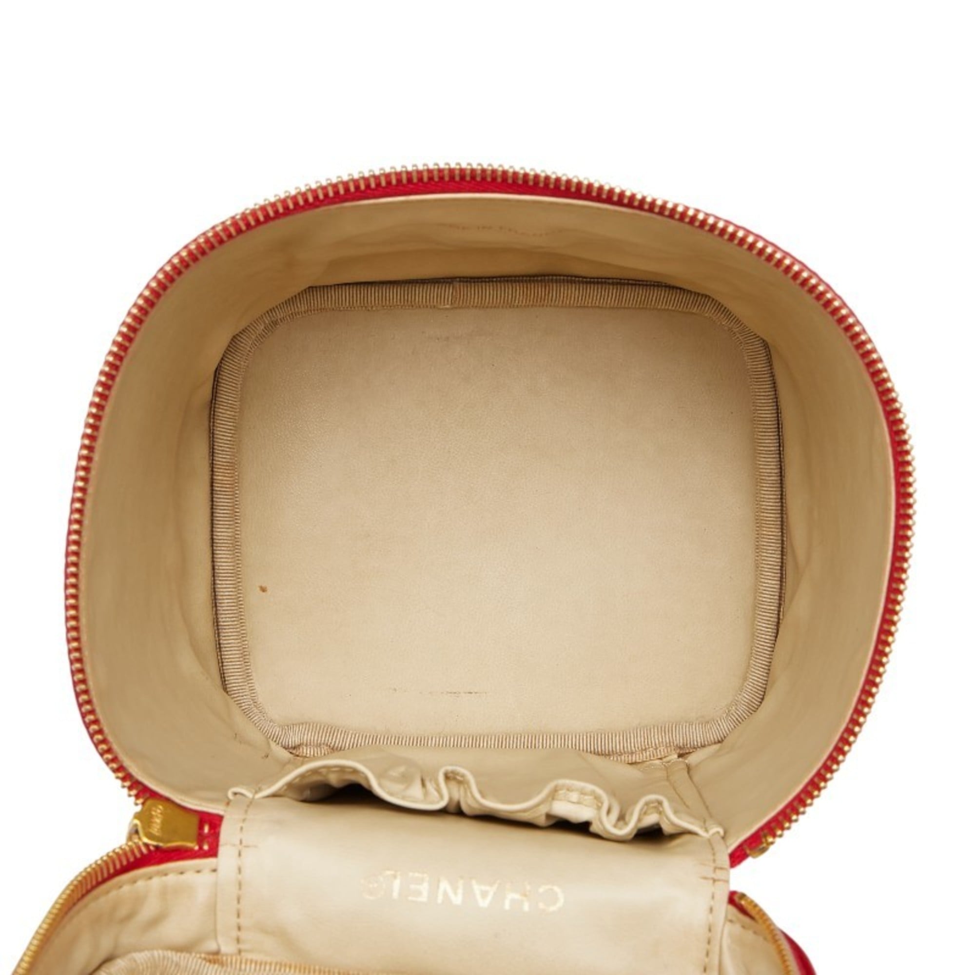 Chanel Red Color Grained Calfskin Handbag Vanity Bag (Pre-Owned)