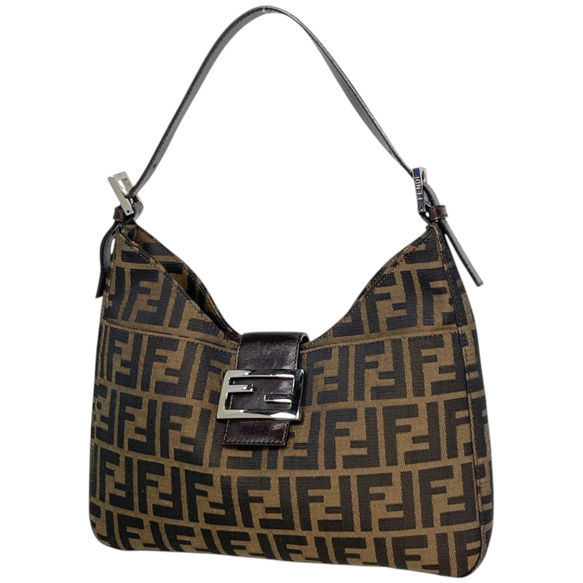 Fendi Brown Canvas Leather Shoulder Bag (Pre-Owned)