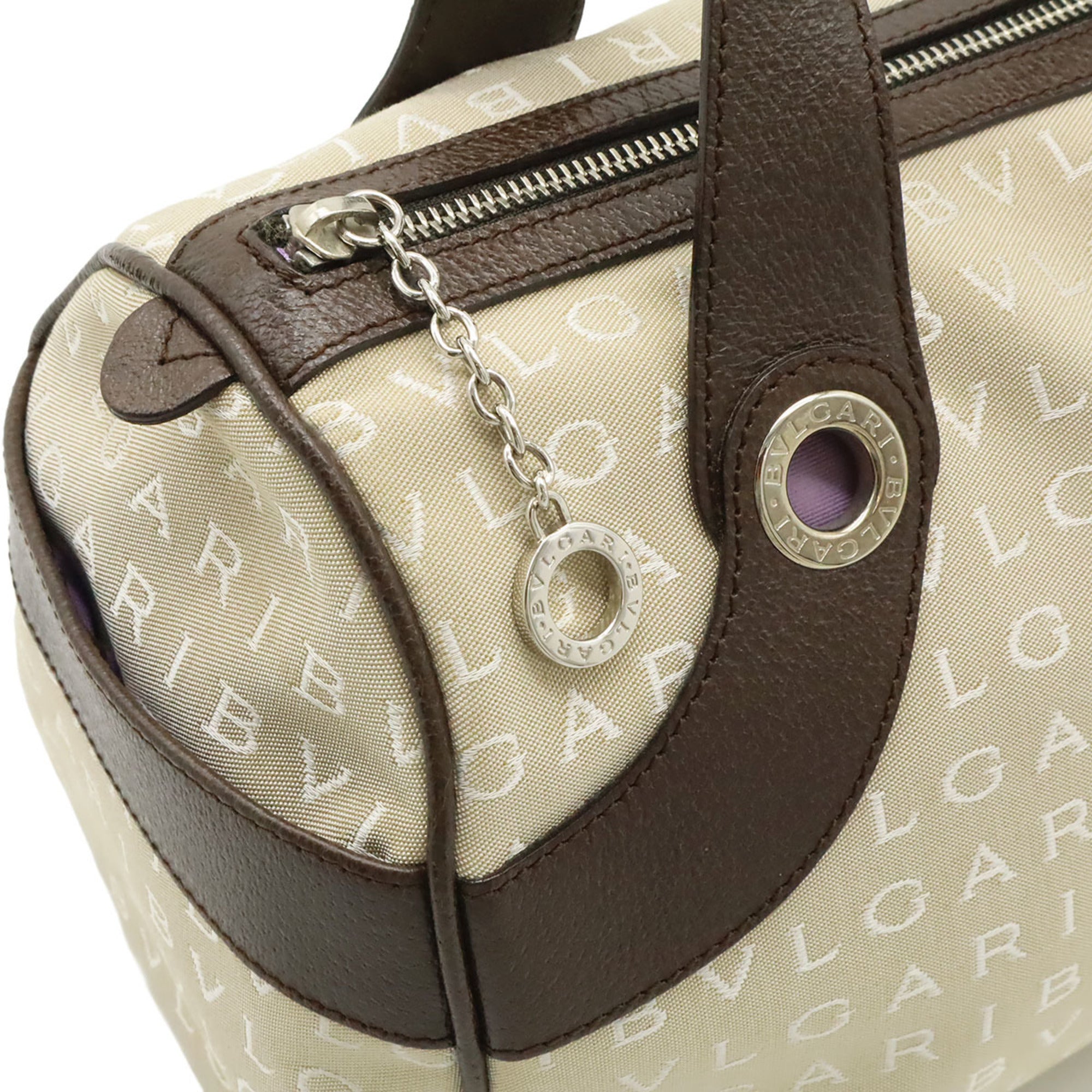 Bvlgari Beige Brown Canvas Leather Handbag Tote Bag (Pre-Owned)
