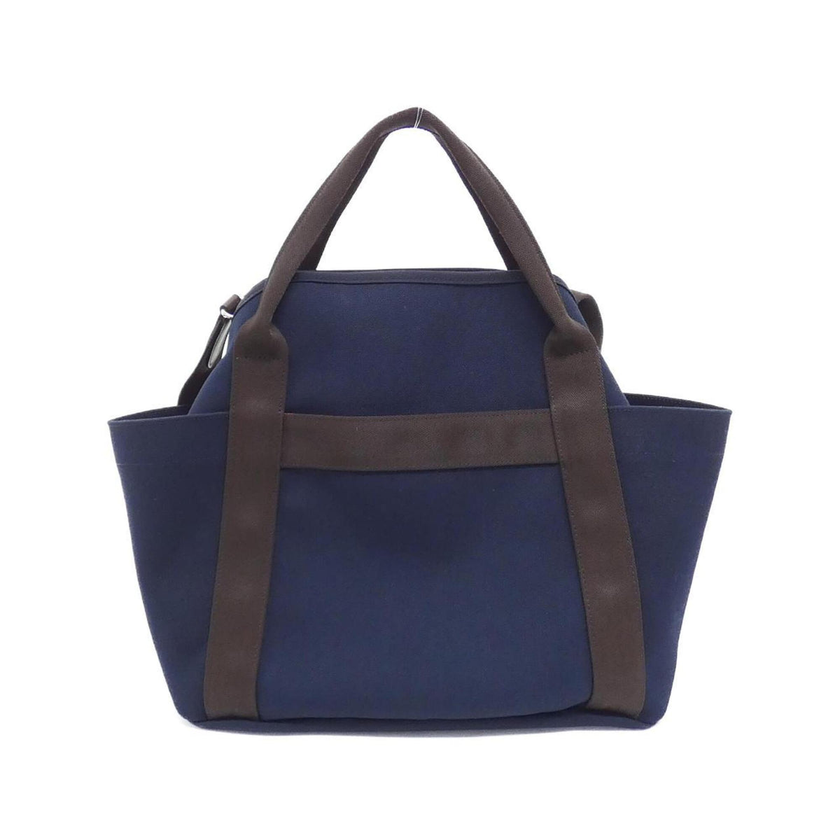 Hermes Blue Feu Navy Canvas Handbag (Pre-Owned)