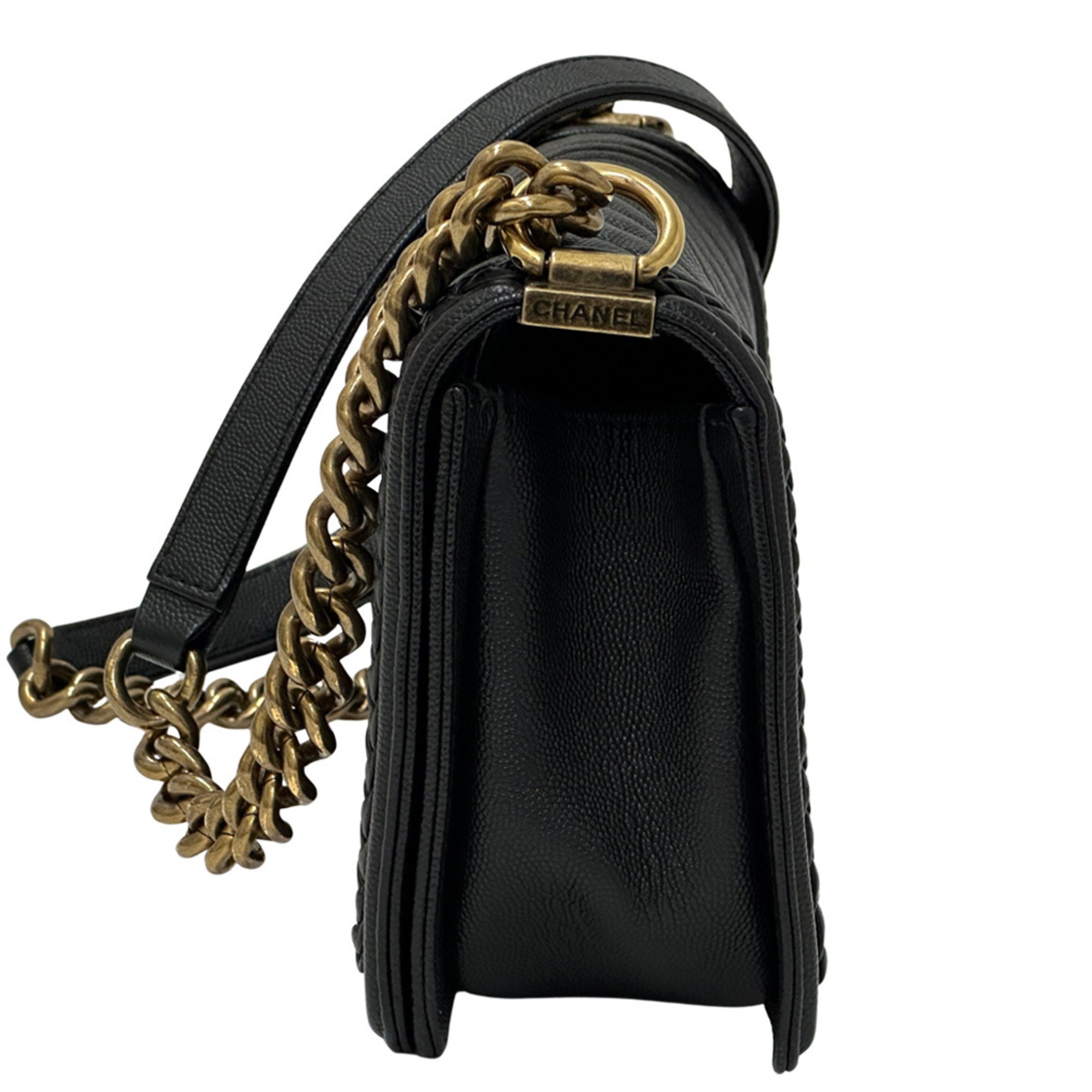 Chanel Black Grained Calfskin Handbag Shoulder Bag (Pre-Owned)