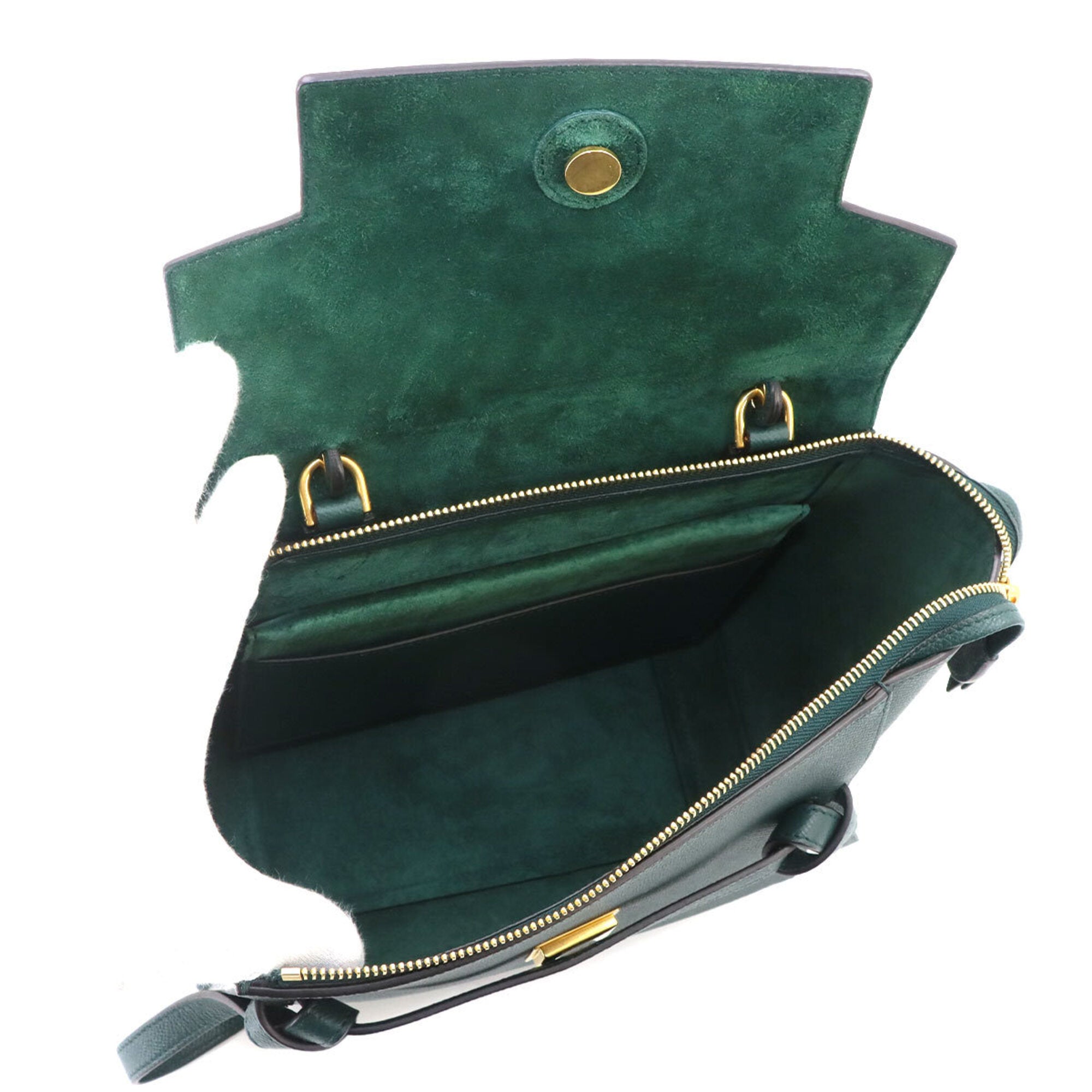 Celine Dark Green Leather Fanny Pack Handbag (Pre-Owned)
