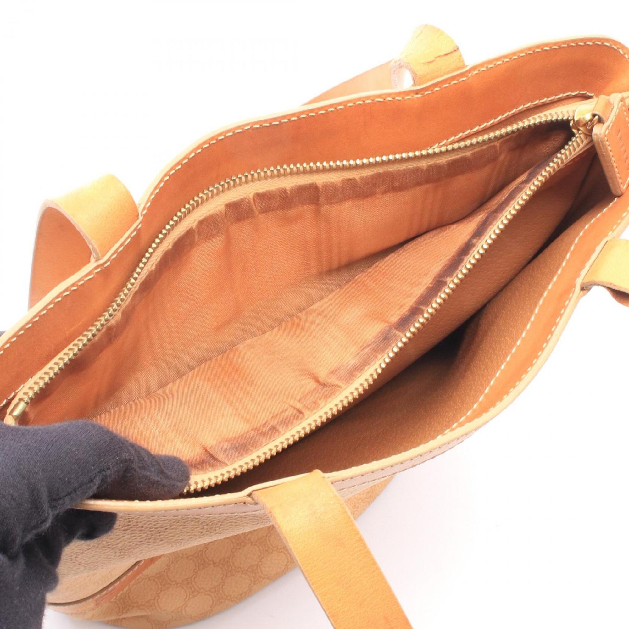 Celine Beige Brown Coated Canvas Leather Handbag Tote Bag (Pre-Owned)