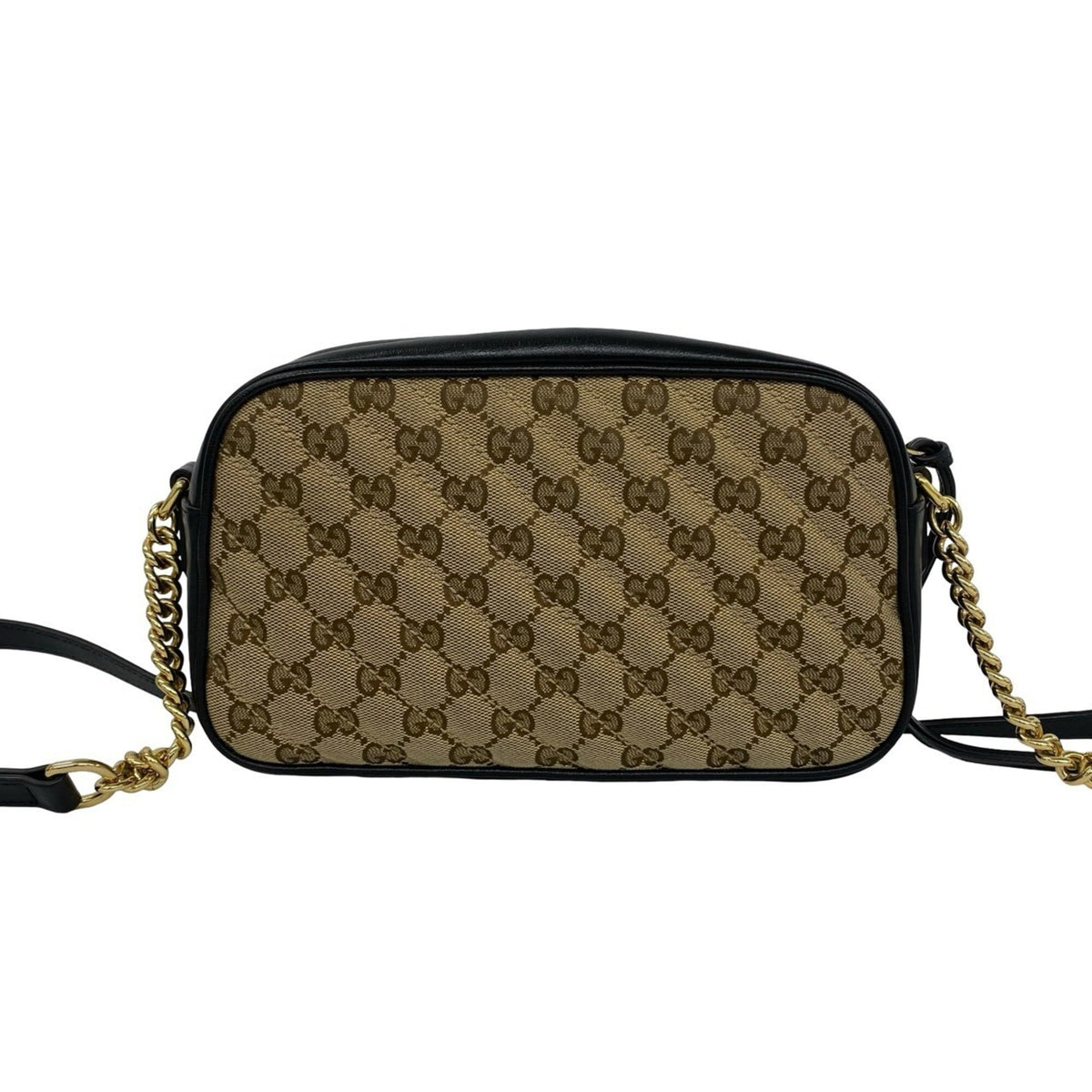 Gucci Black Brown Canvas Leather Pochette Shoulder Bag (Pre-Owned)