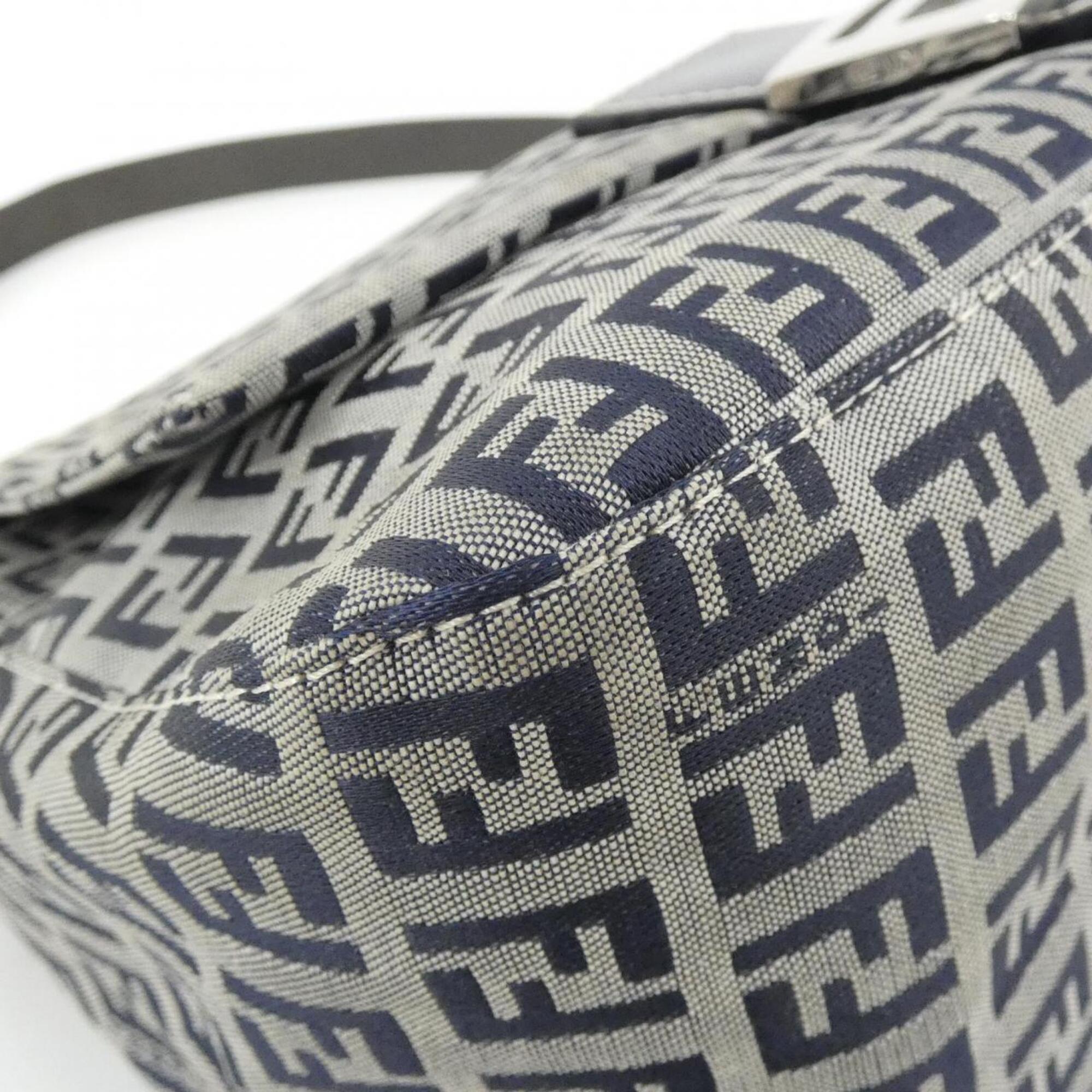 Fendi Gray Navy Canvas Shoulder Bag (Pre-Owned)