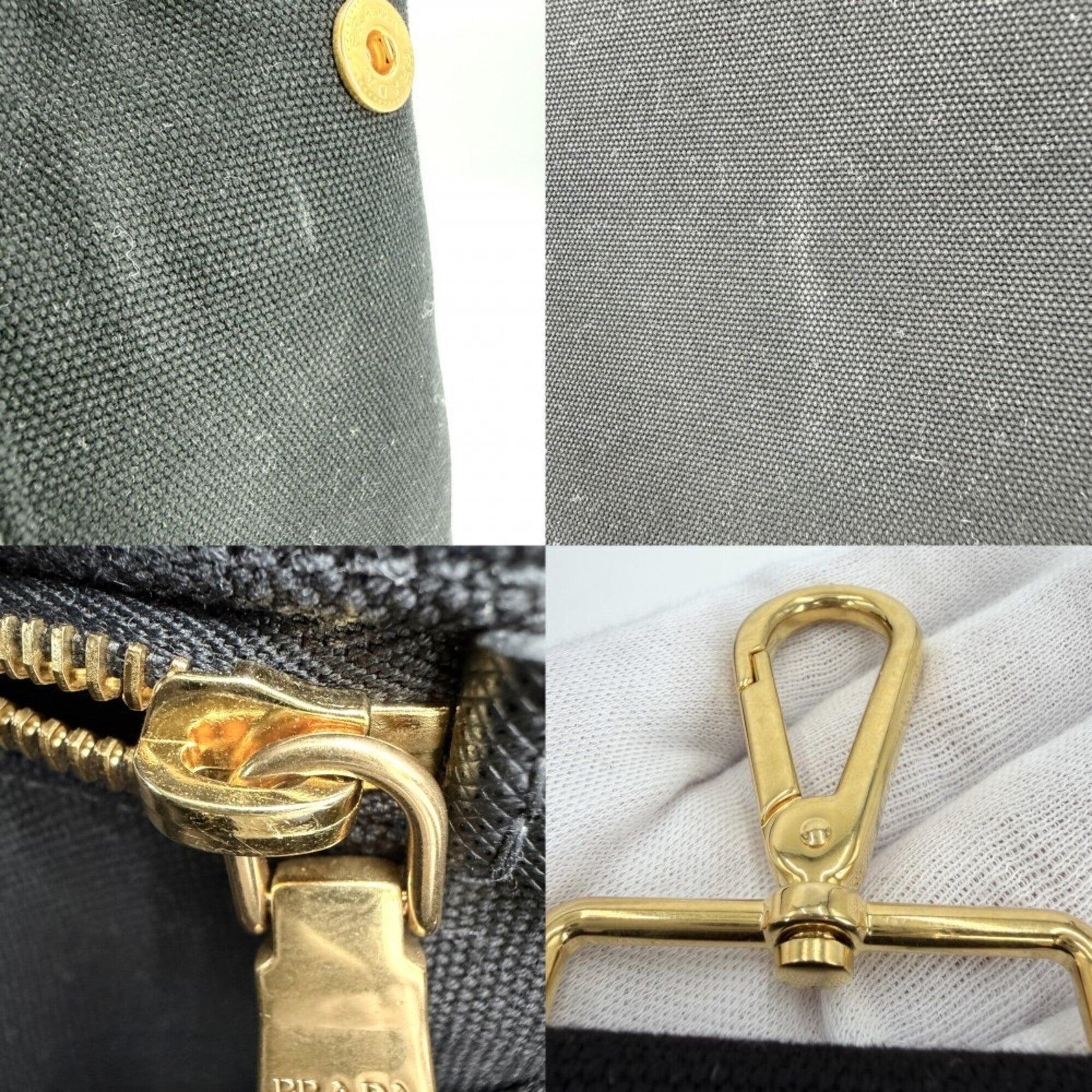 Prada Black Canvas Handbag Shoulder Bag Tote Bag (Pre-Owned)