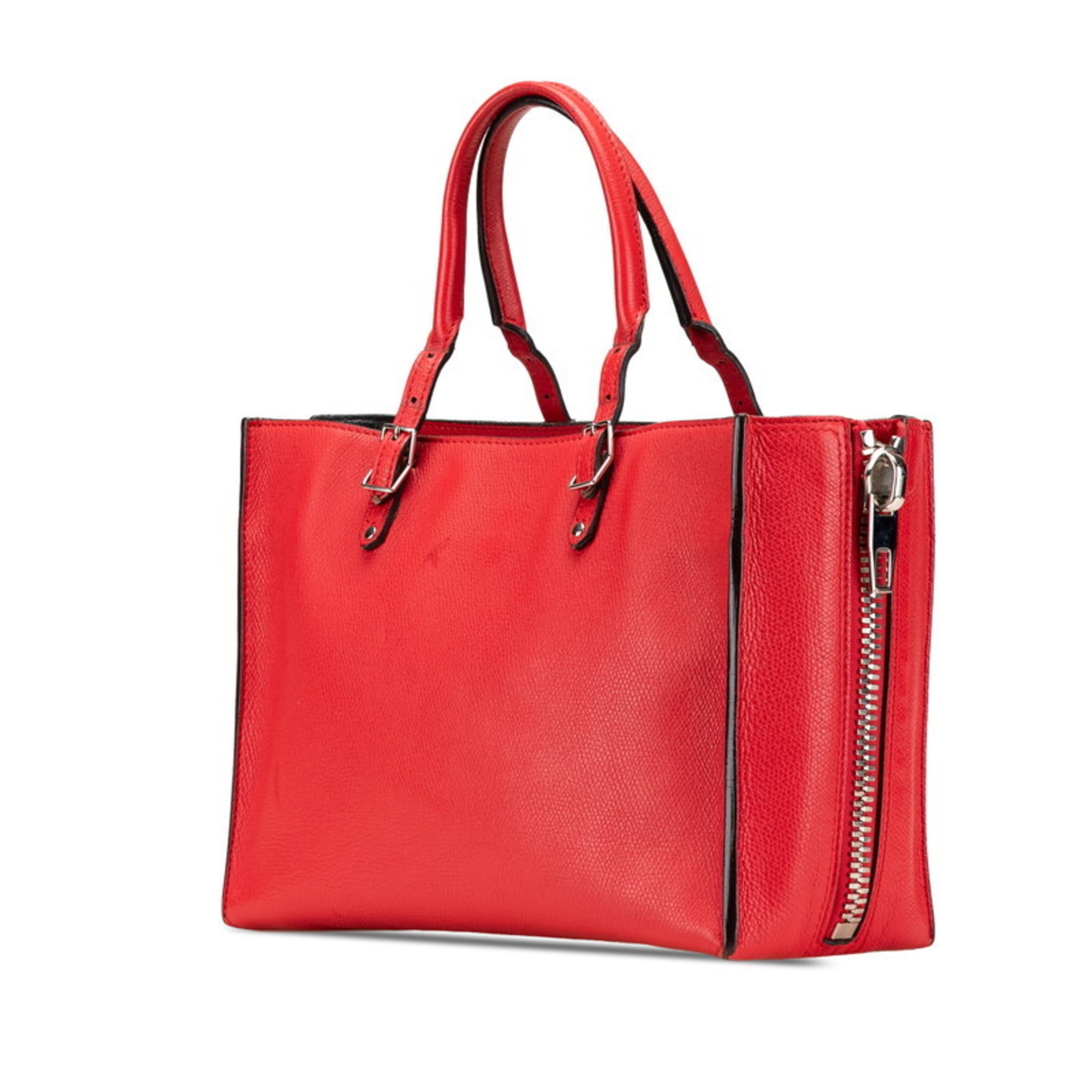 Balenciaga Red Color Leather Shoulder Bag Tote Bag (Pre-Owned)