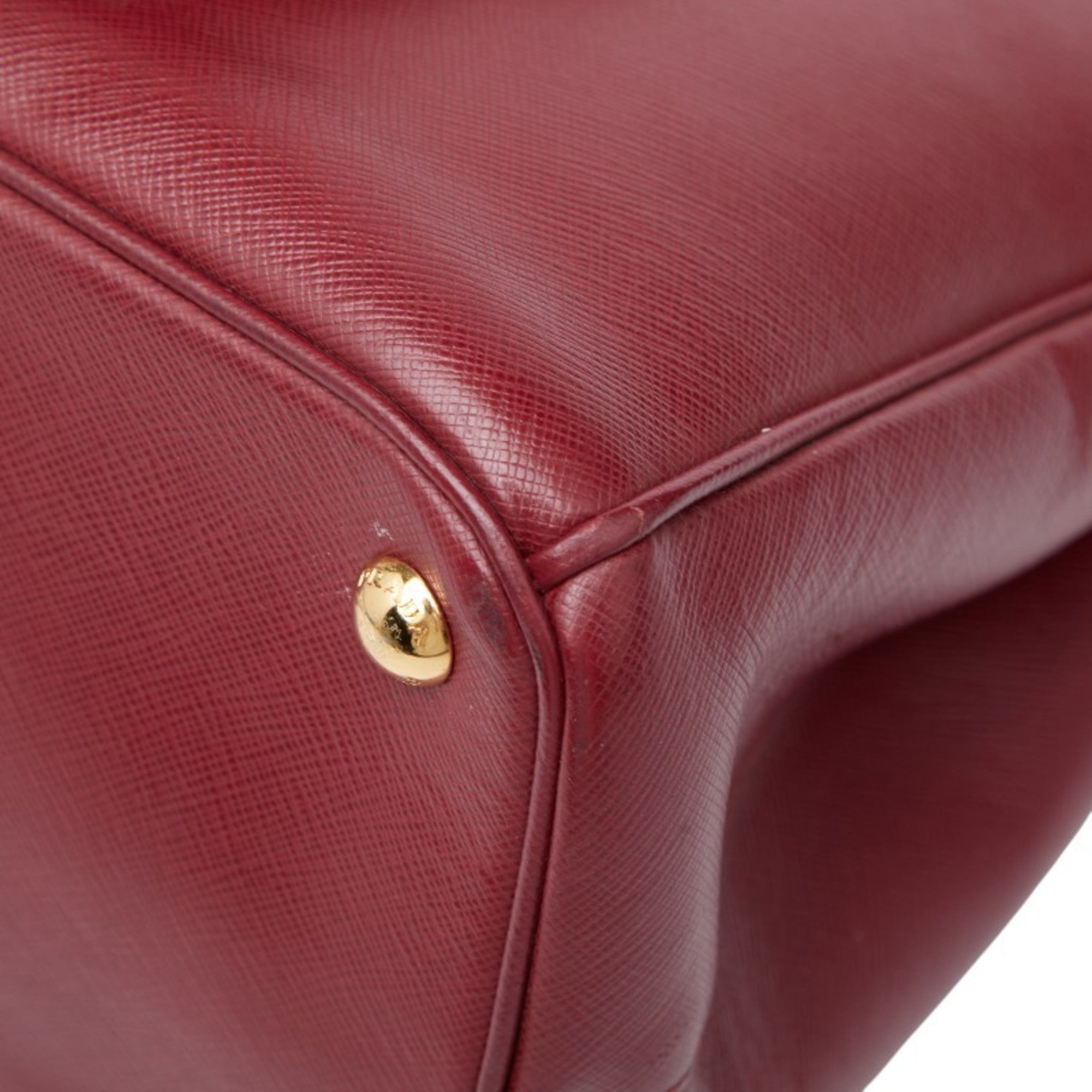 Prada Bordeaux Red Color Wine Leather Handbag Shoulder Bag (Pre-Owned)