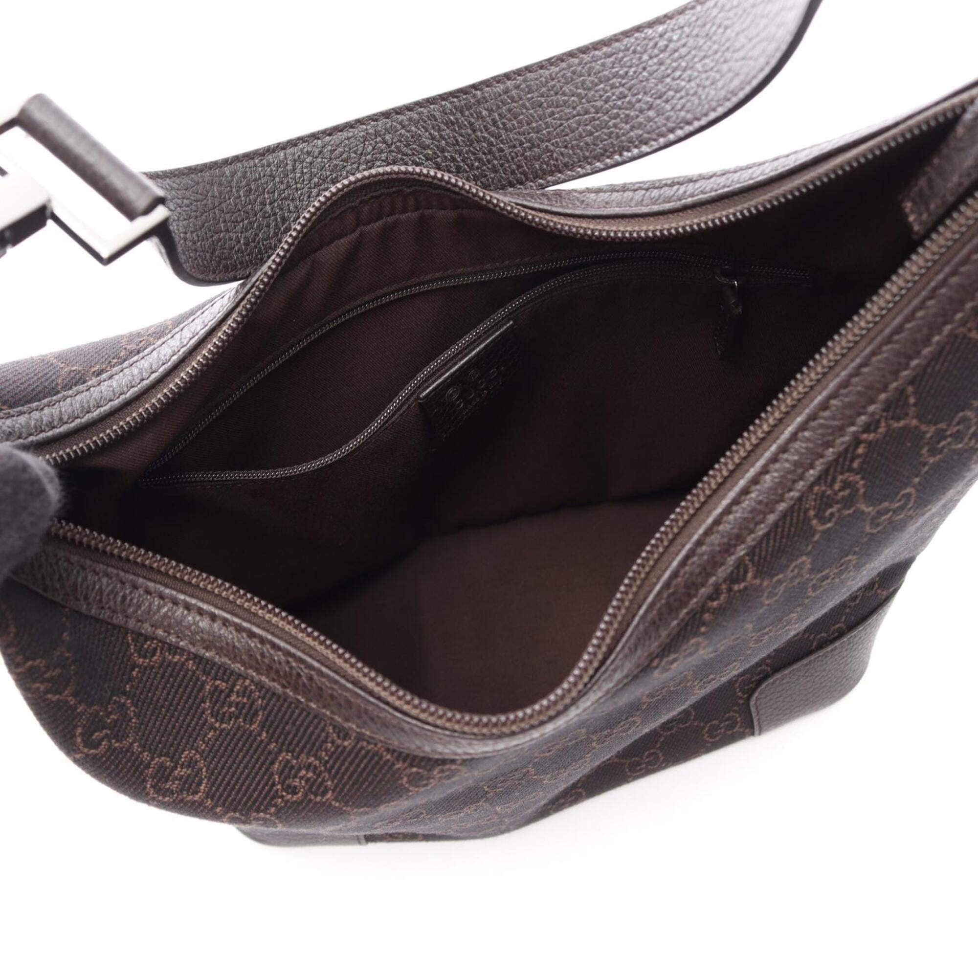 Gucci Brown Canvas Leather Handbag Shoulder Bag (Pre-Owned)