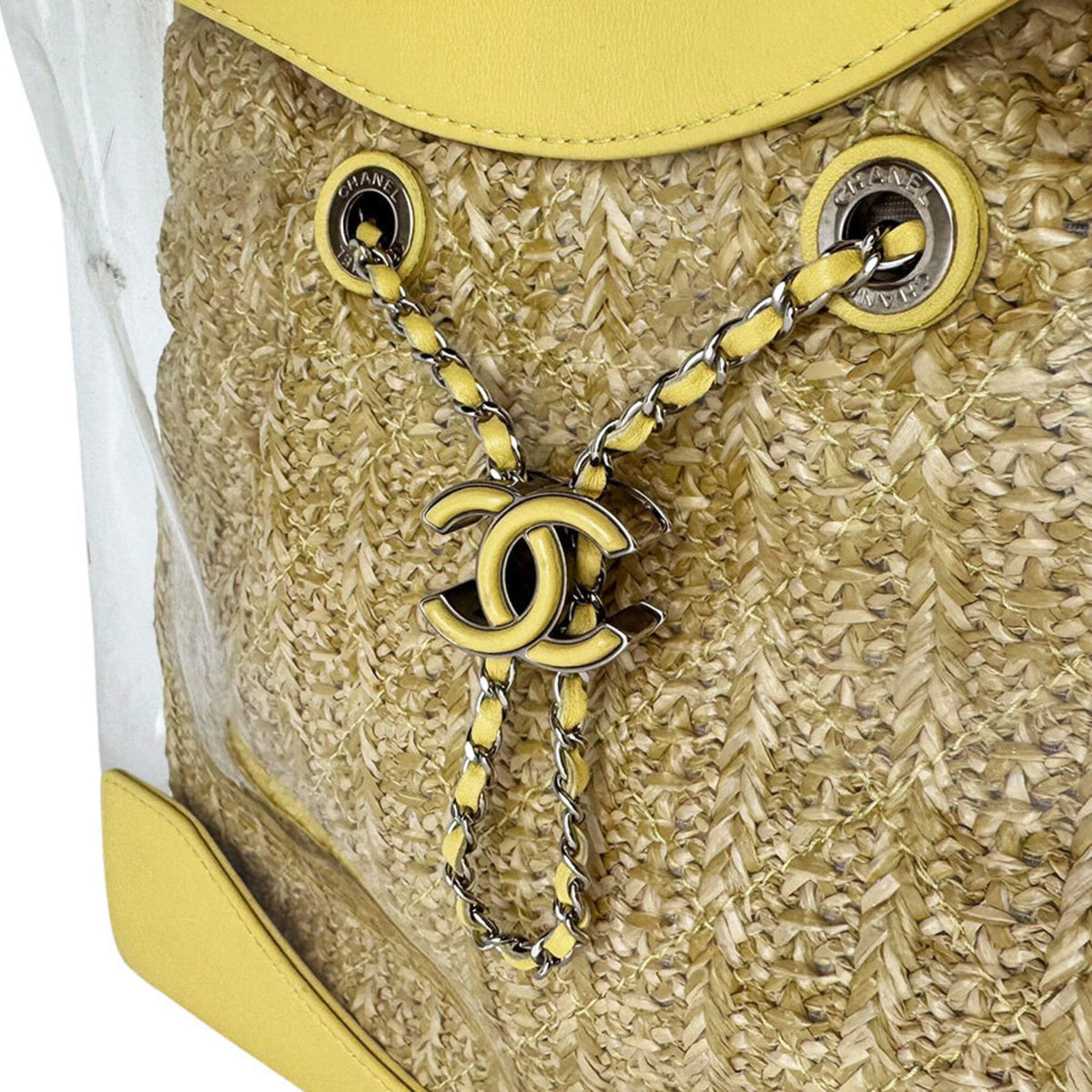 Chanel Yellow Leather Vinyl Handbag Shoulder Bag (Pre-Owned)