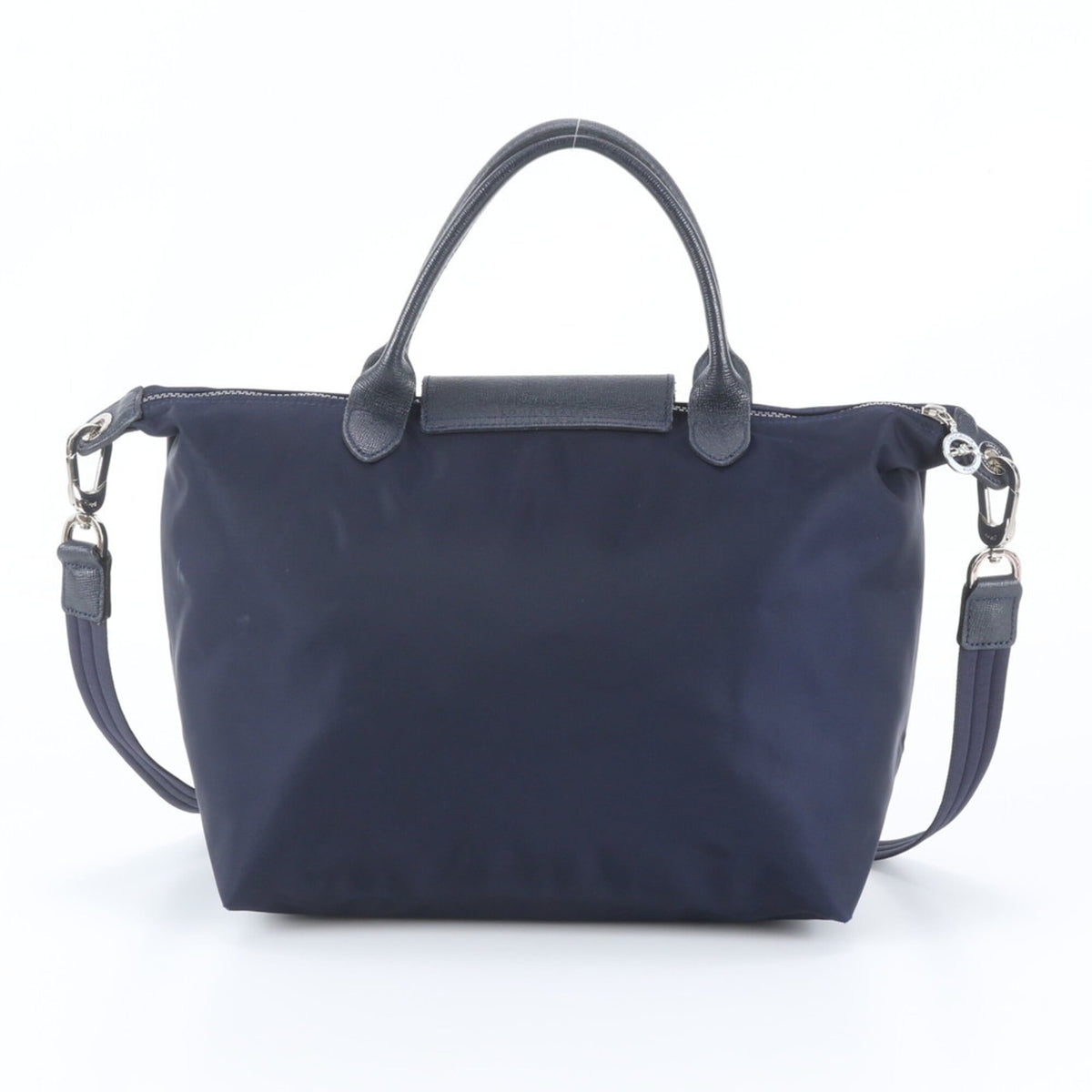 Longchamp Navy Leather Nylon Crossbody Bag Handbag Shoulder Bag Tote Bag (Pre-Owned)