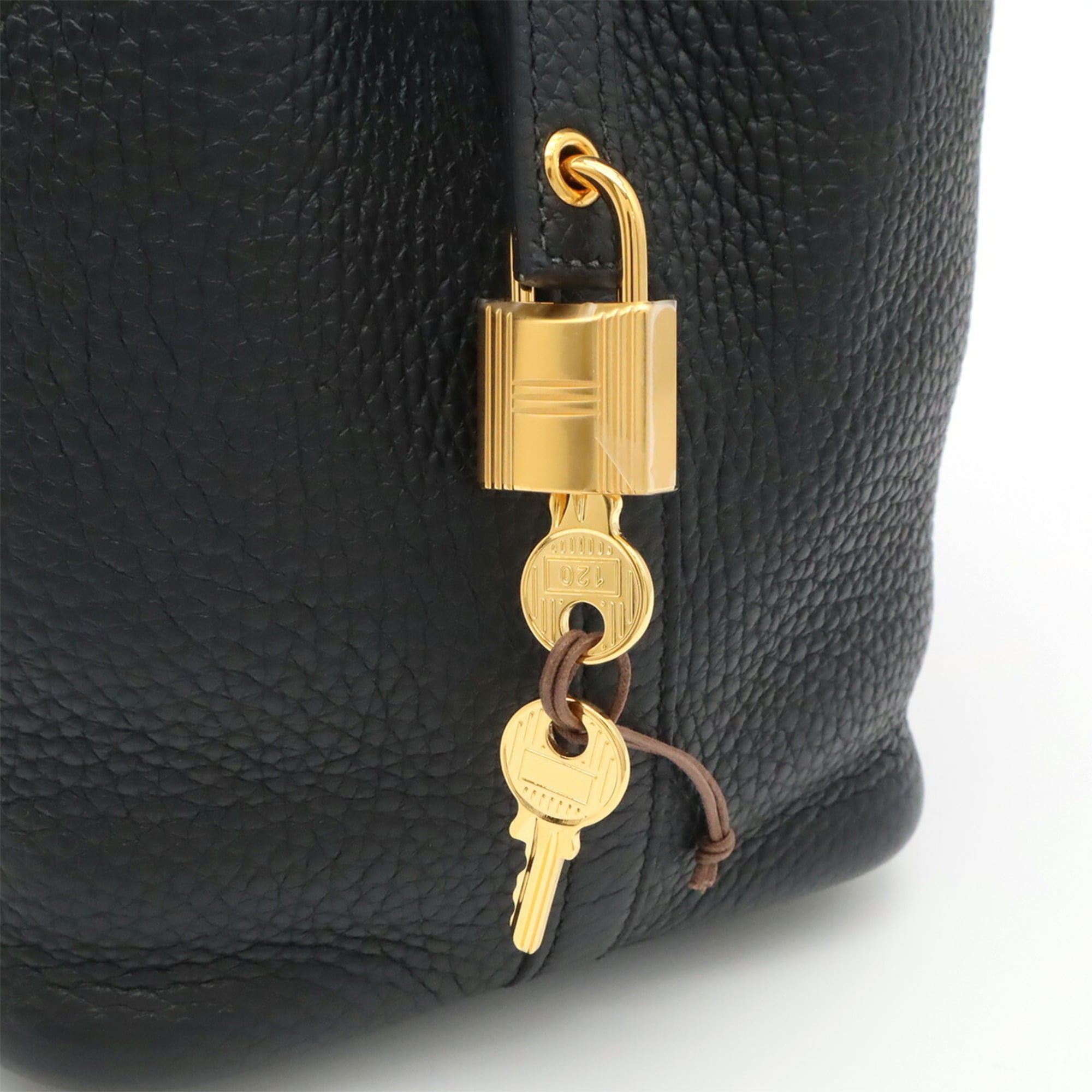 Hermes Picotin Black Taurillon Clemence Leather Handbag Tote Bag (Pre-Owned)