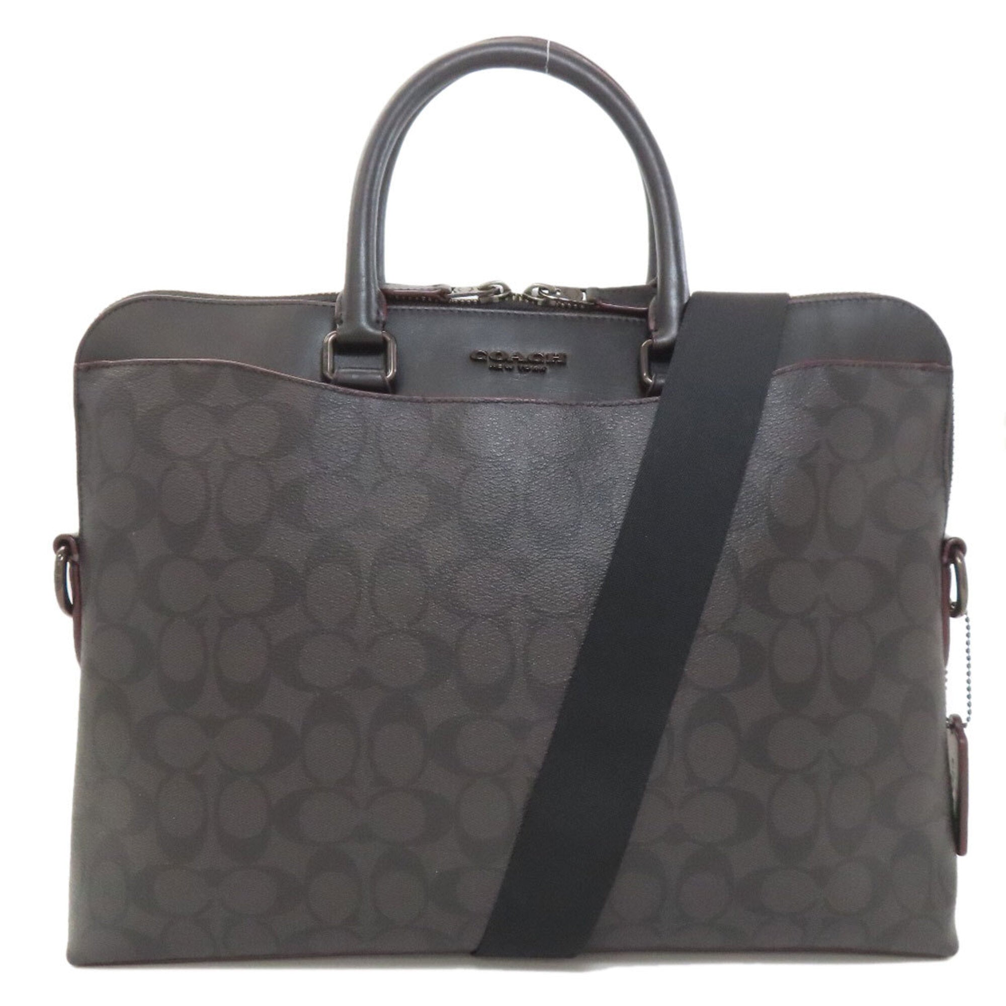 Coach Signature Black Pvc Leather Briefcase (Pre-Owned)