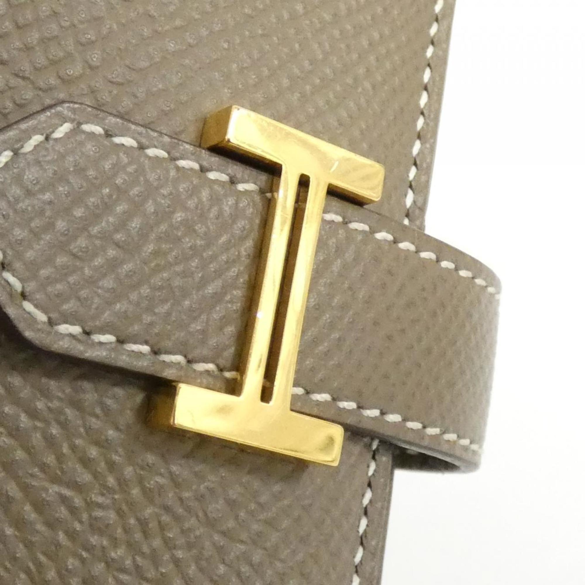 Hermes Etoupe Gray Epsom Leather Long Wallet (Bi-Fold) (Pre-Owned)