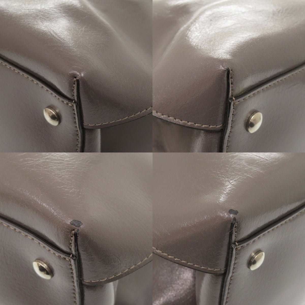 Burberry Gray Patent Leather Shoulder Bag (Pre-Owned)