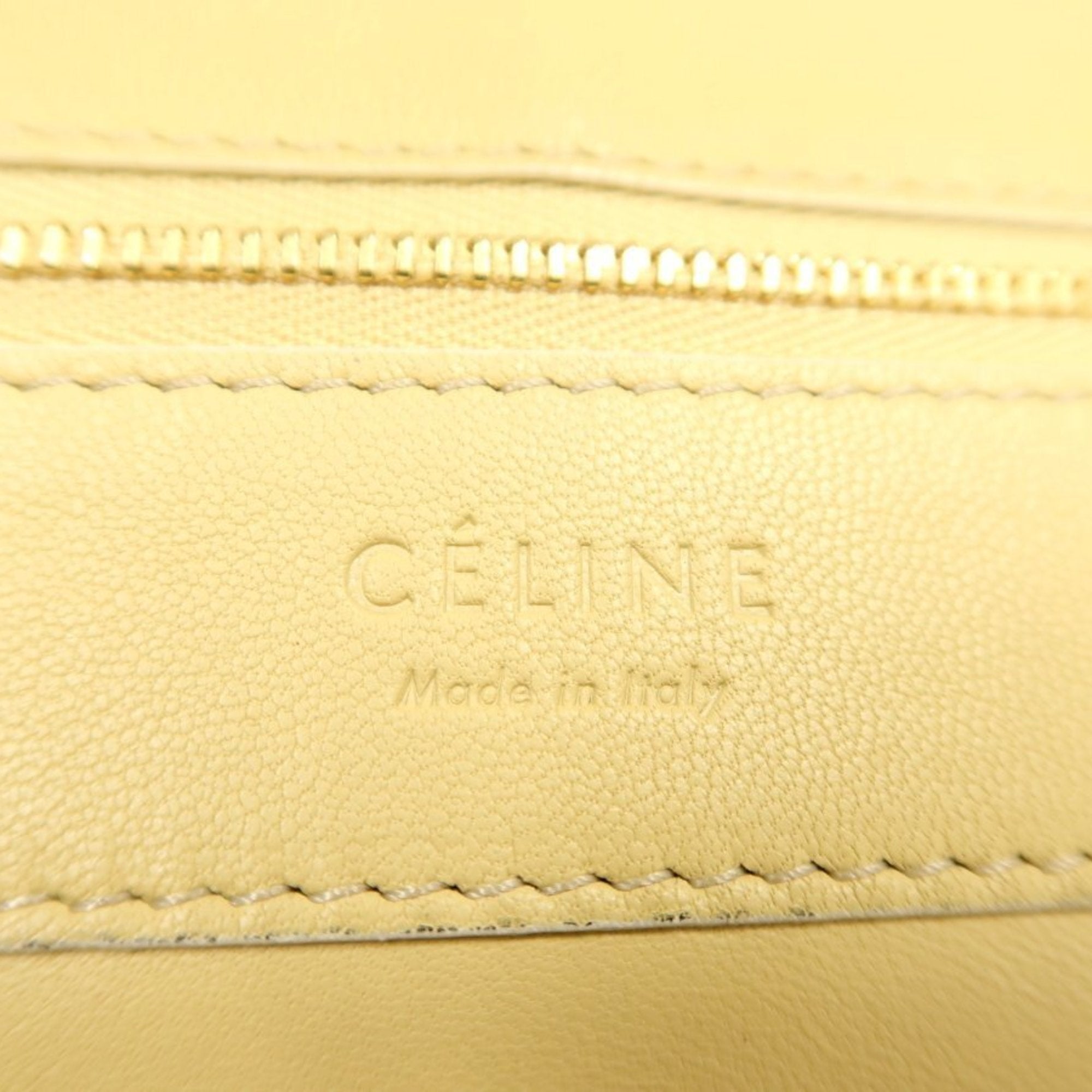 Celine Blue Cream Yellow Leather Handbag Shoulder Bag Tote Bag (Pre-Owned)