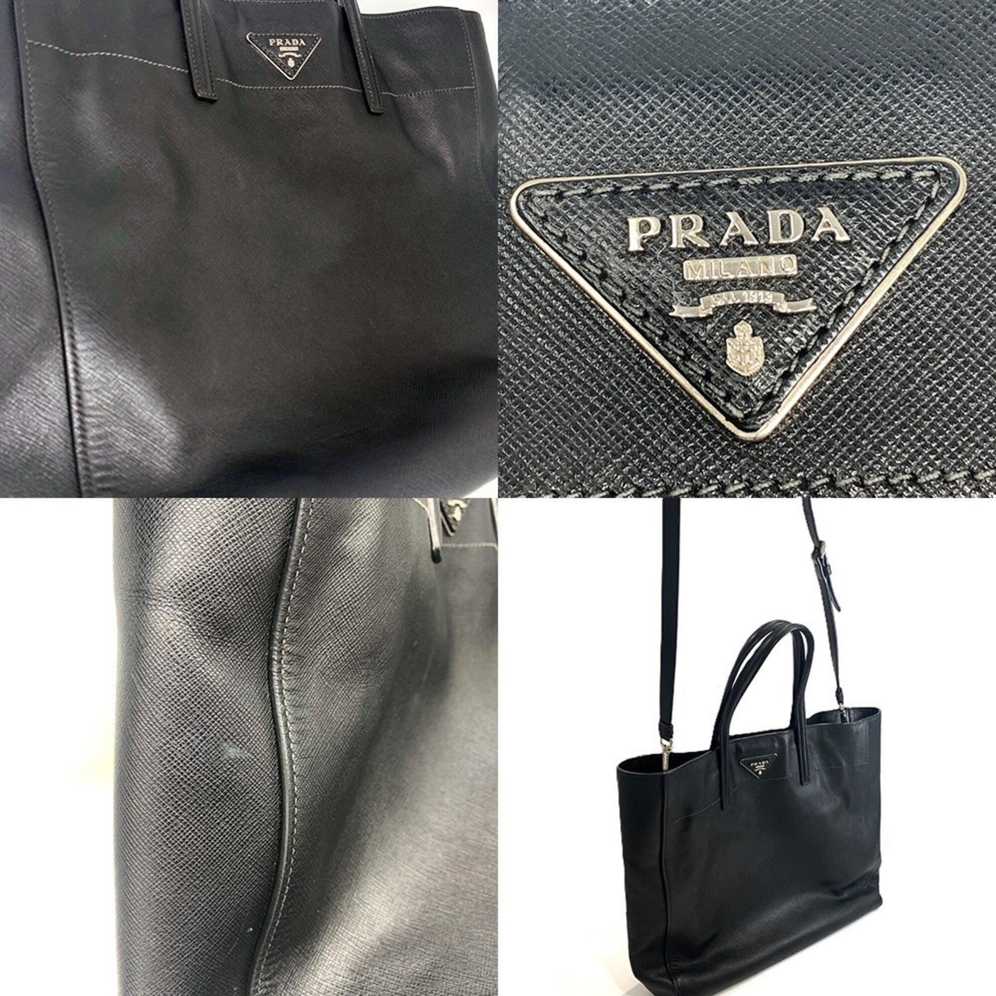 Prada Saffiano Black Saffiano Tote Bag (Pre-Owned)
