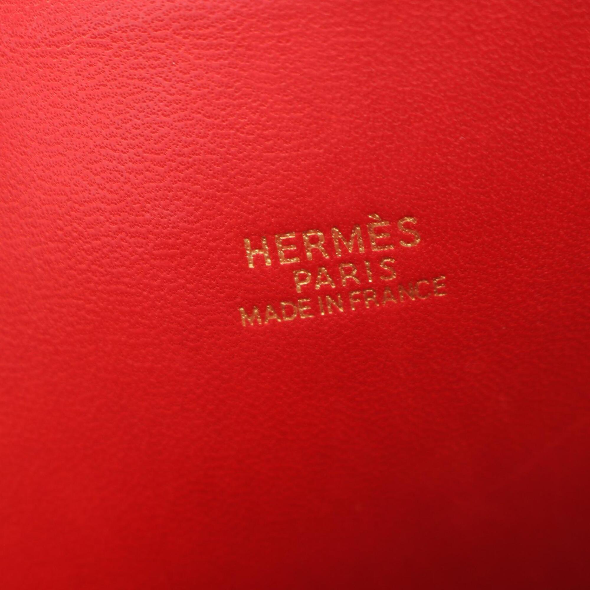 Hermes Red Color Courchevel Leather Handbag (Pre-Owned)