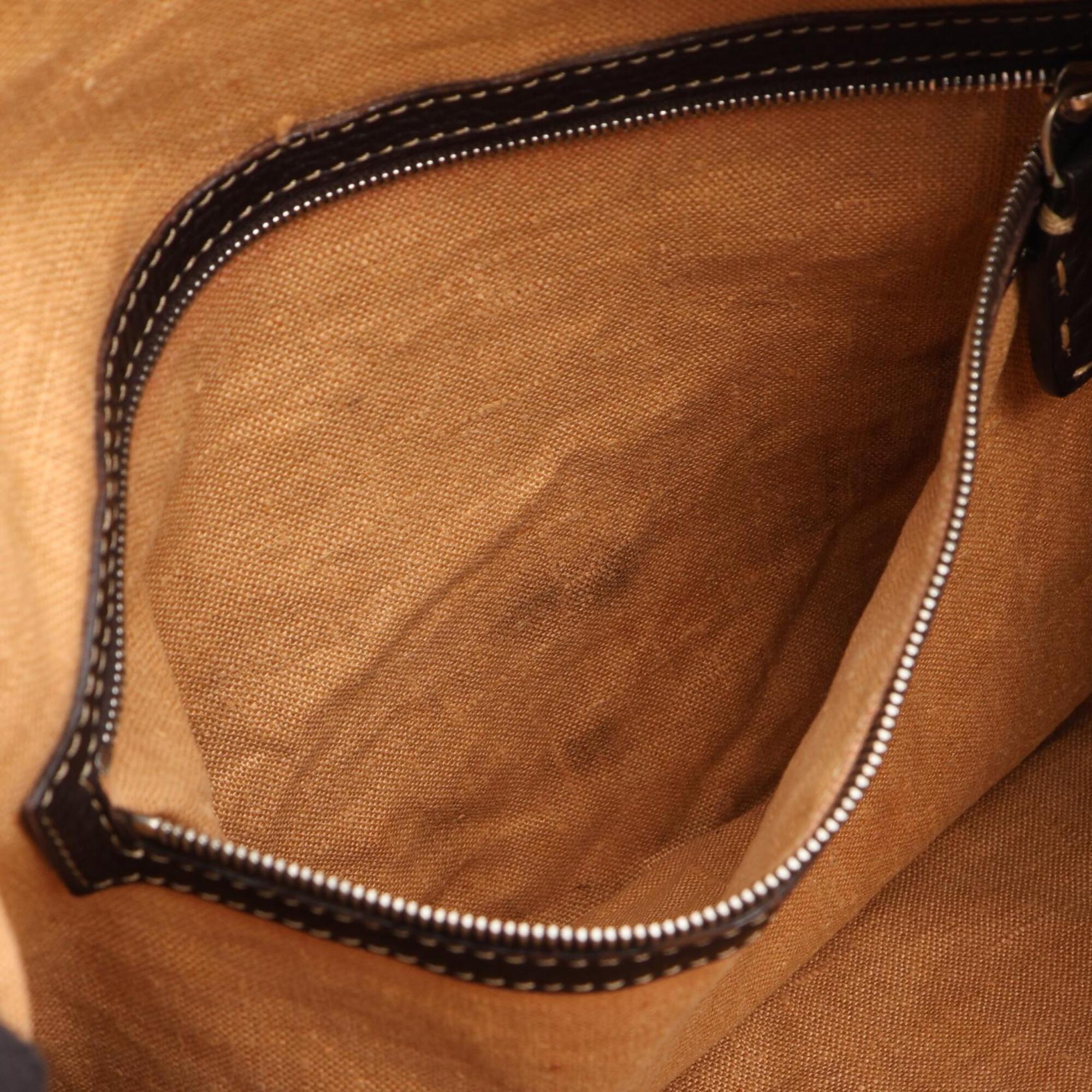 Fendi Brown Canvas Leather Handbag Shoulder Bag (Pre-Owned)