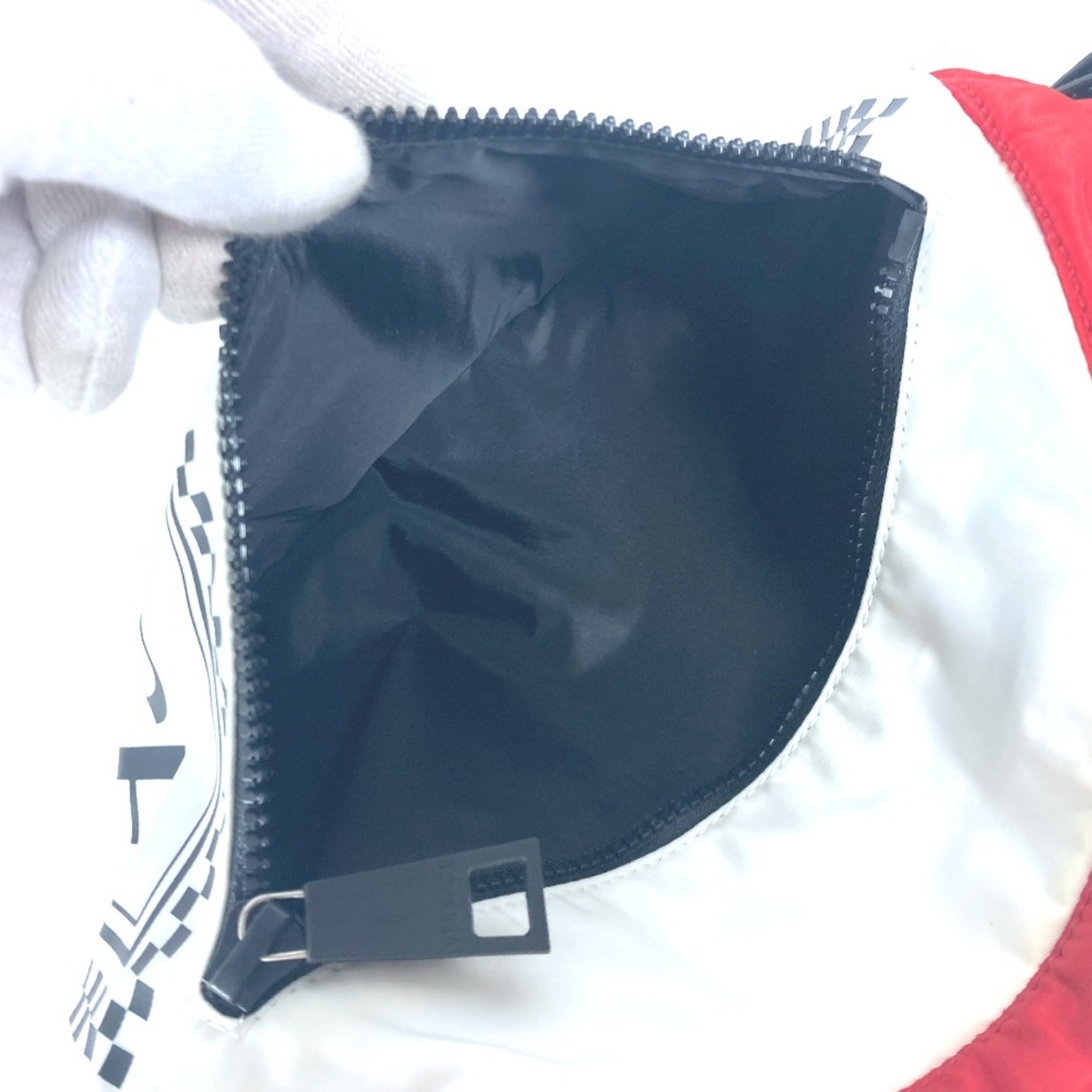 Versace Red Color White Nylon Shoulder Bag Sling Bag (Pre-Owned)