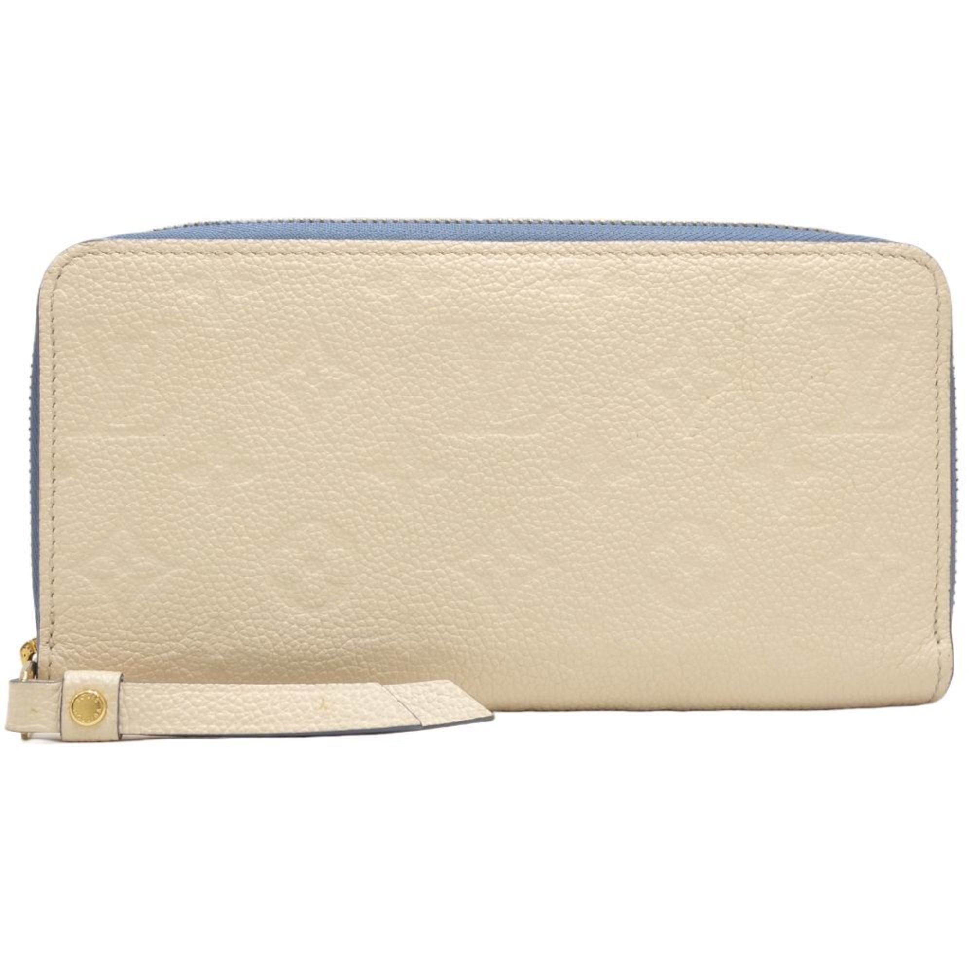 Louis Vuitton Blue Jean Cream Leather Long Wallet (Bi-Fold) (Pre-Owned)
