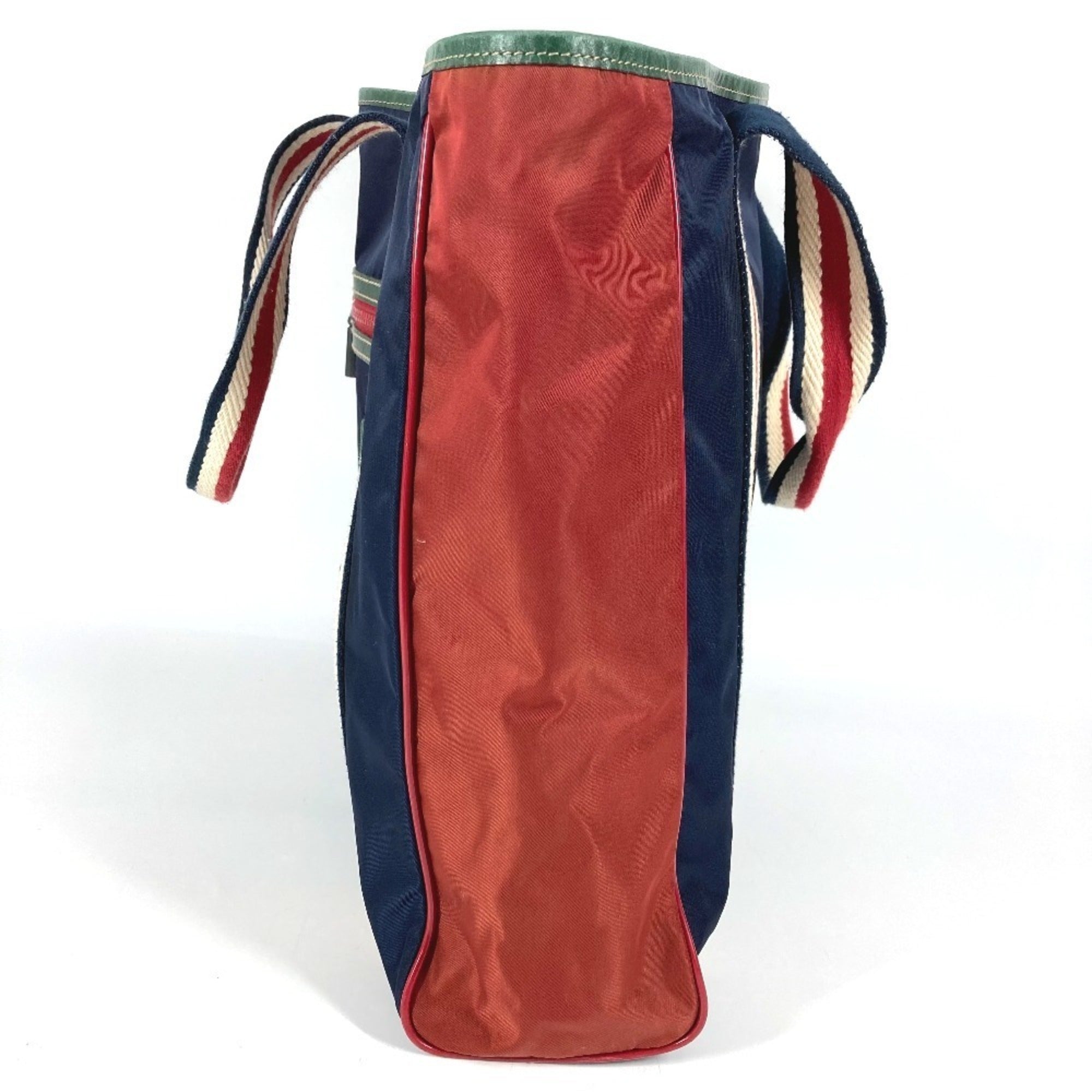 Gucci Navy Red Color Nylon Shoulder Bag Tote Bag (Pre-Owned)