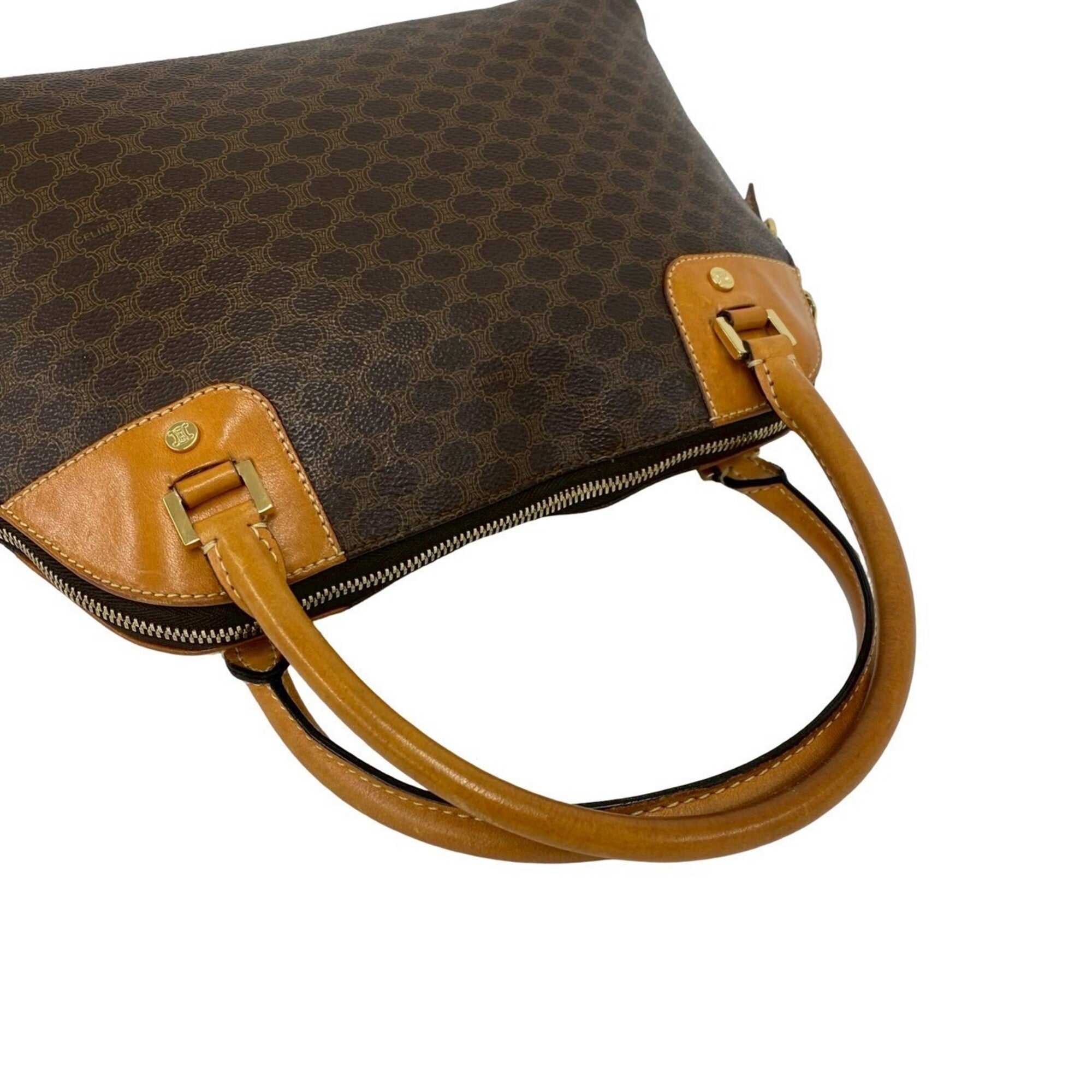 Celine Brown Leather Pvc Boston Bag Handbag (Pre-Owned)