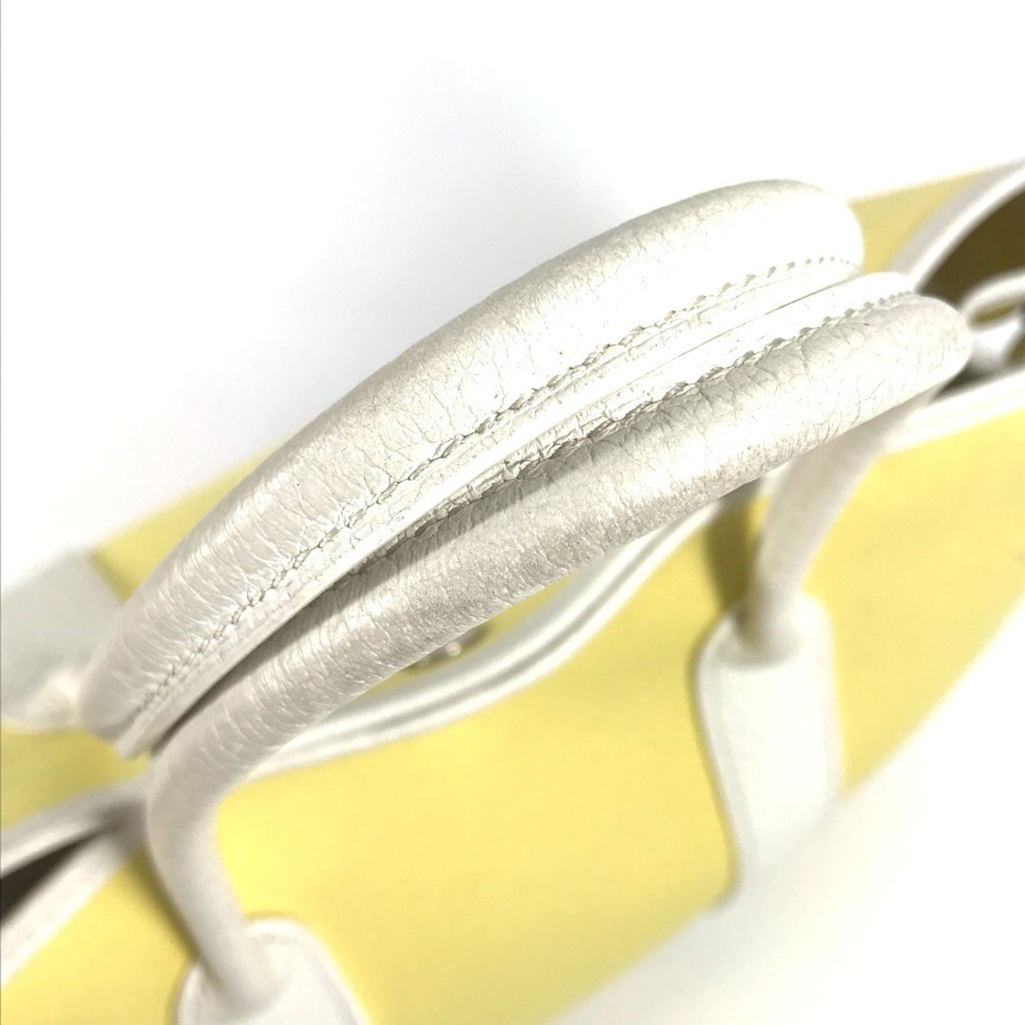 Hermes White Yellow Toile H Handbag Tote Bag (Pre-Owned)