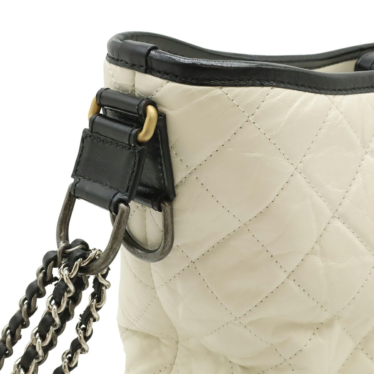 Chanel Gabriel Black White Leather Shoulder Bag (Pre-Owned)