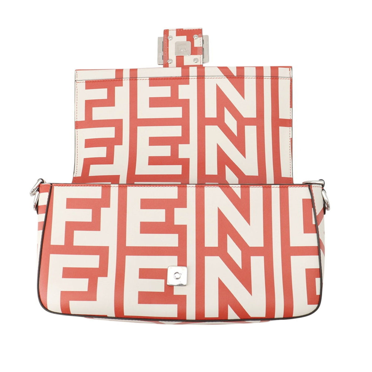 Fendi Baguette Red Color White Leather Handbag (Pre-Owned)