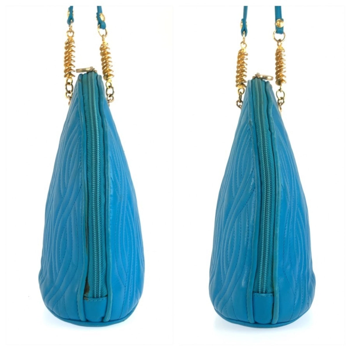 Fendi Blue Leather Pochette Shoulder Bag (Pre-Owned)