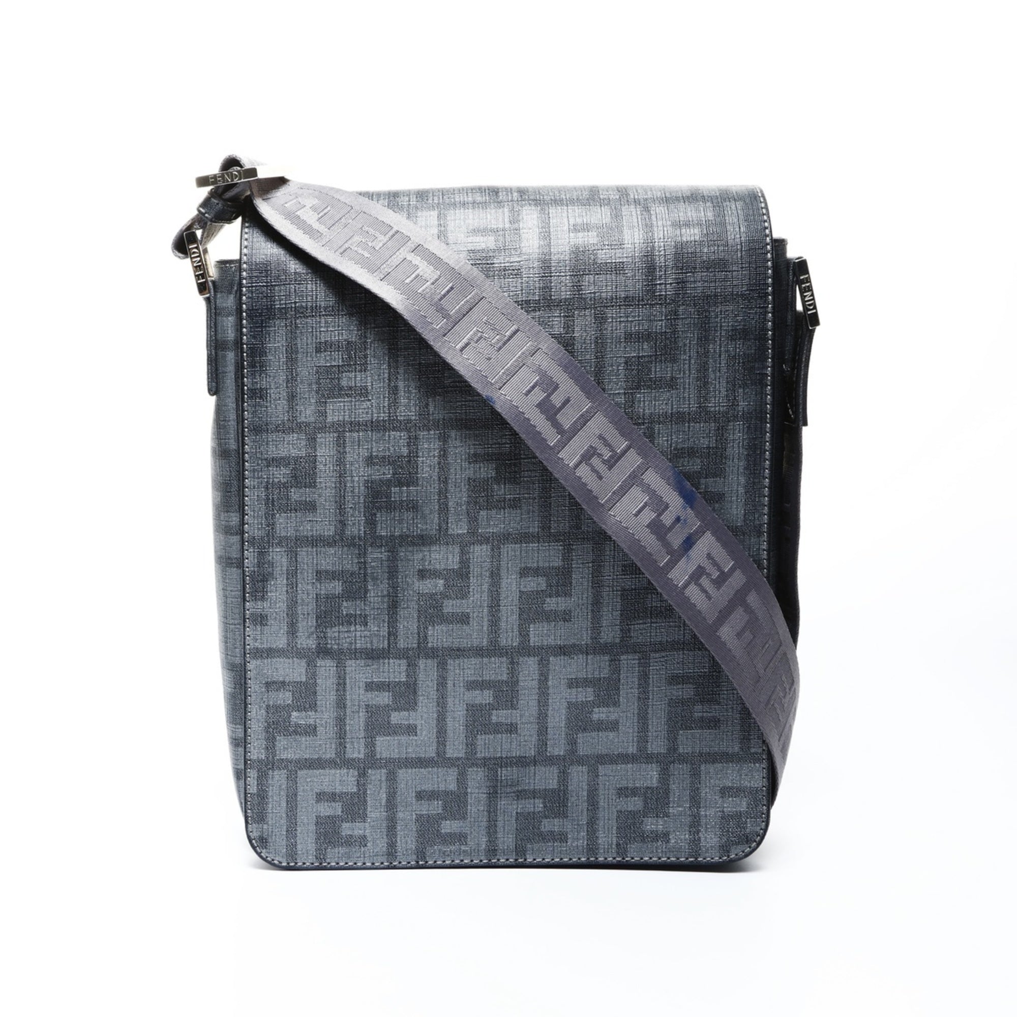 Fendi Zucca Gray Pvc Shoulder Bag (Pre-Owned)