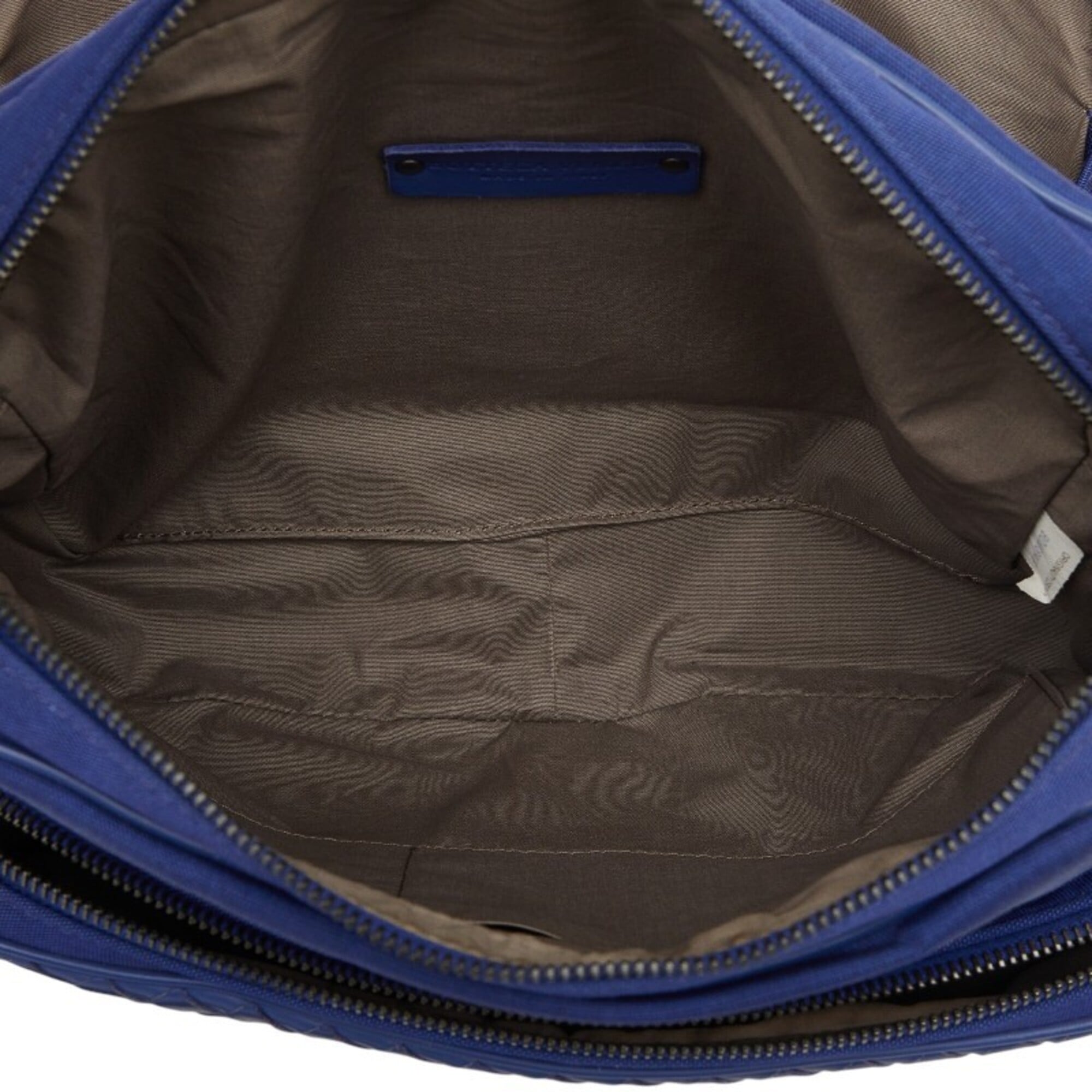 Bottega Veneta Intrecciato Blue Canvas Leather Messenger Bag Shoulder Bag (Pre-Owned)