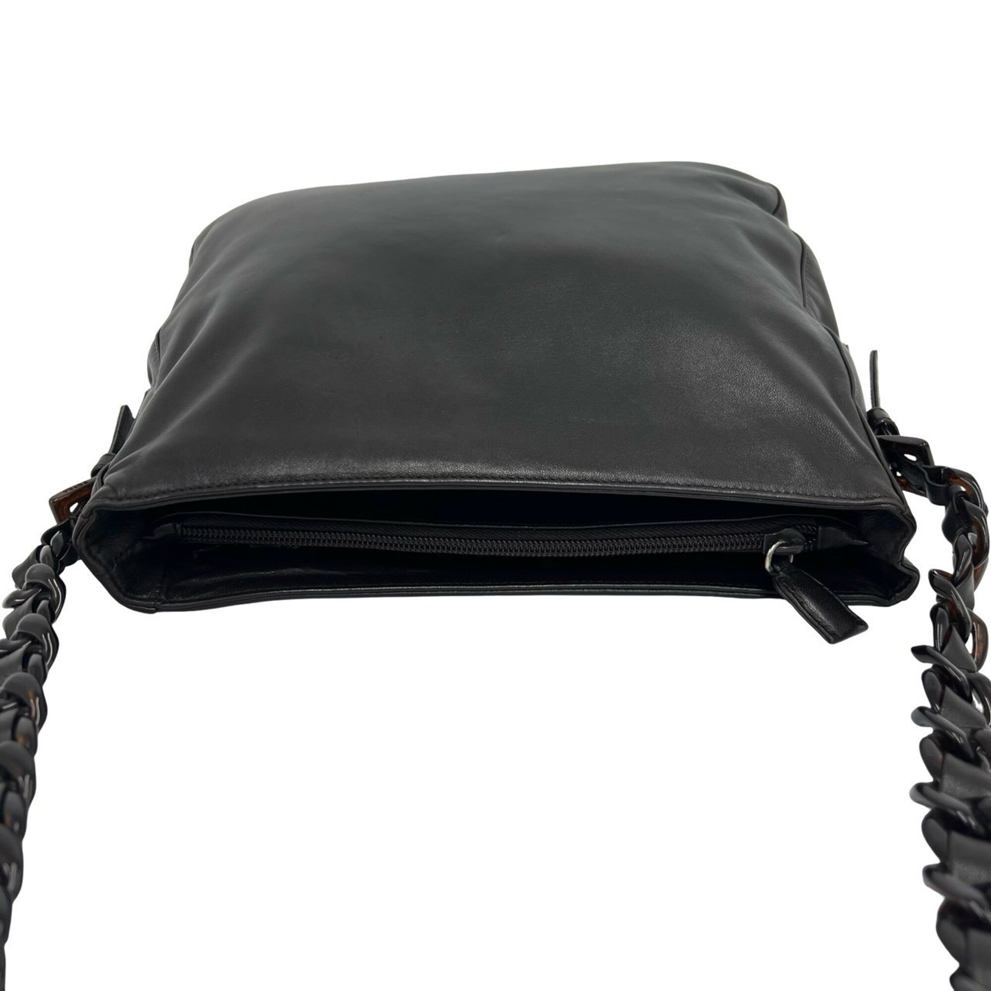 Prada Brown Leather Plastic Pochette Shoulder Bag (Pre-Owned)