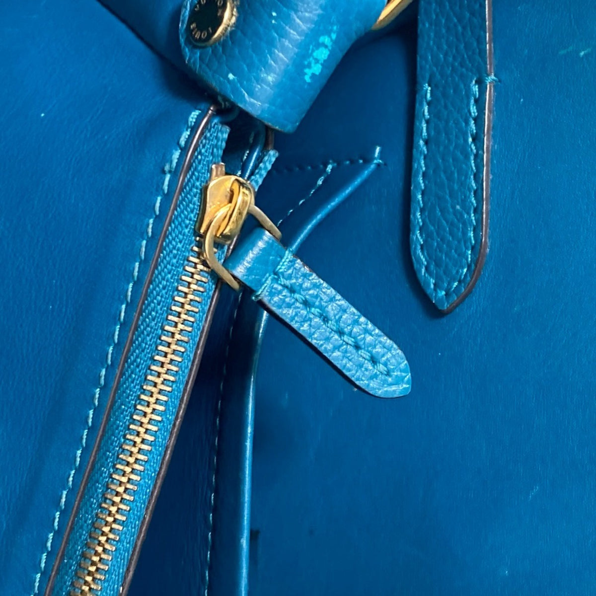 Louis Vuitton Blue Leather Handbag Shoulder Bag Tote Bag (Pre-Owned)