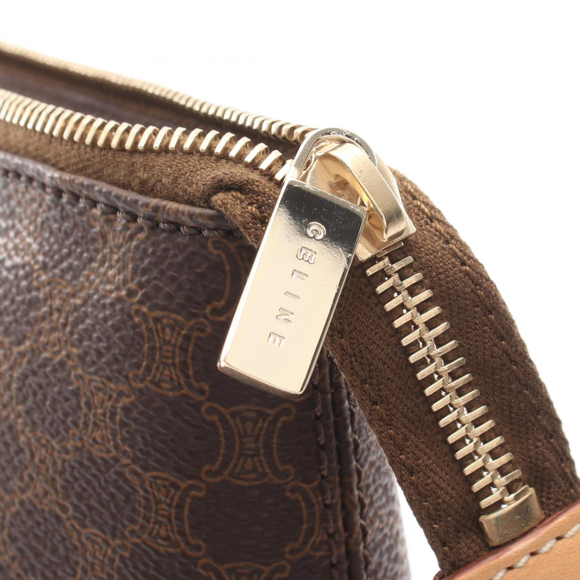 Celine Brown Coated Canvas Leather Handbag Tote Bag (Pre-Owned)